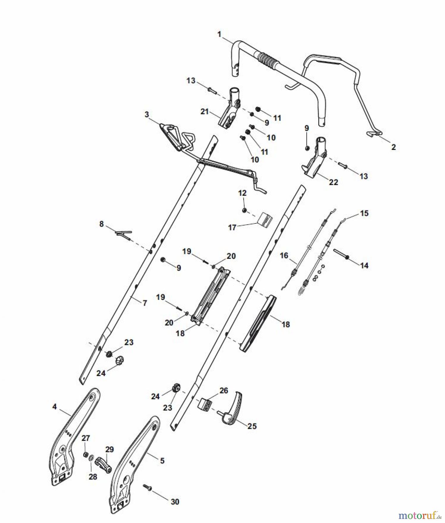 Global Garden Products GGP Rasenmäher Baujahr 2017 Benzin Mit Antrieb 2017 NTL 484 TR - 484 TRQ Handle, Upper Part