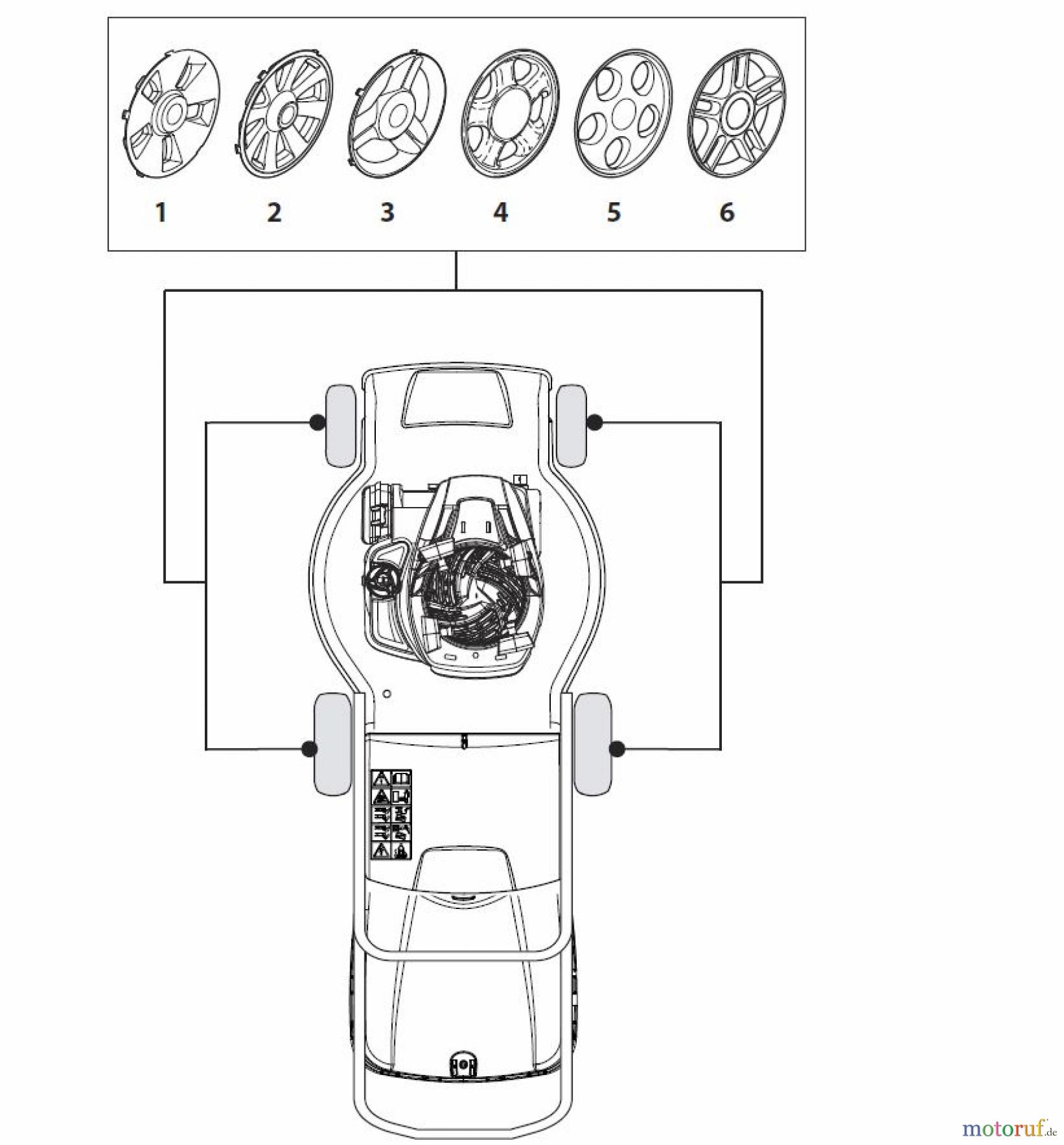 Global Garden Products GGP Rasenmäher Baujahr 2017 Benzin Mit Antrieb 2017 NTL 484 TR/E - 484 TRQ/E Hub Caps