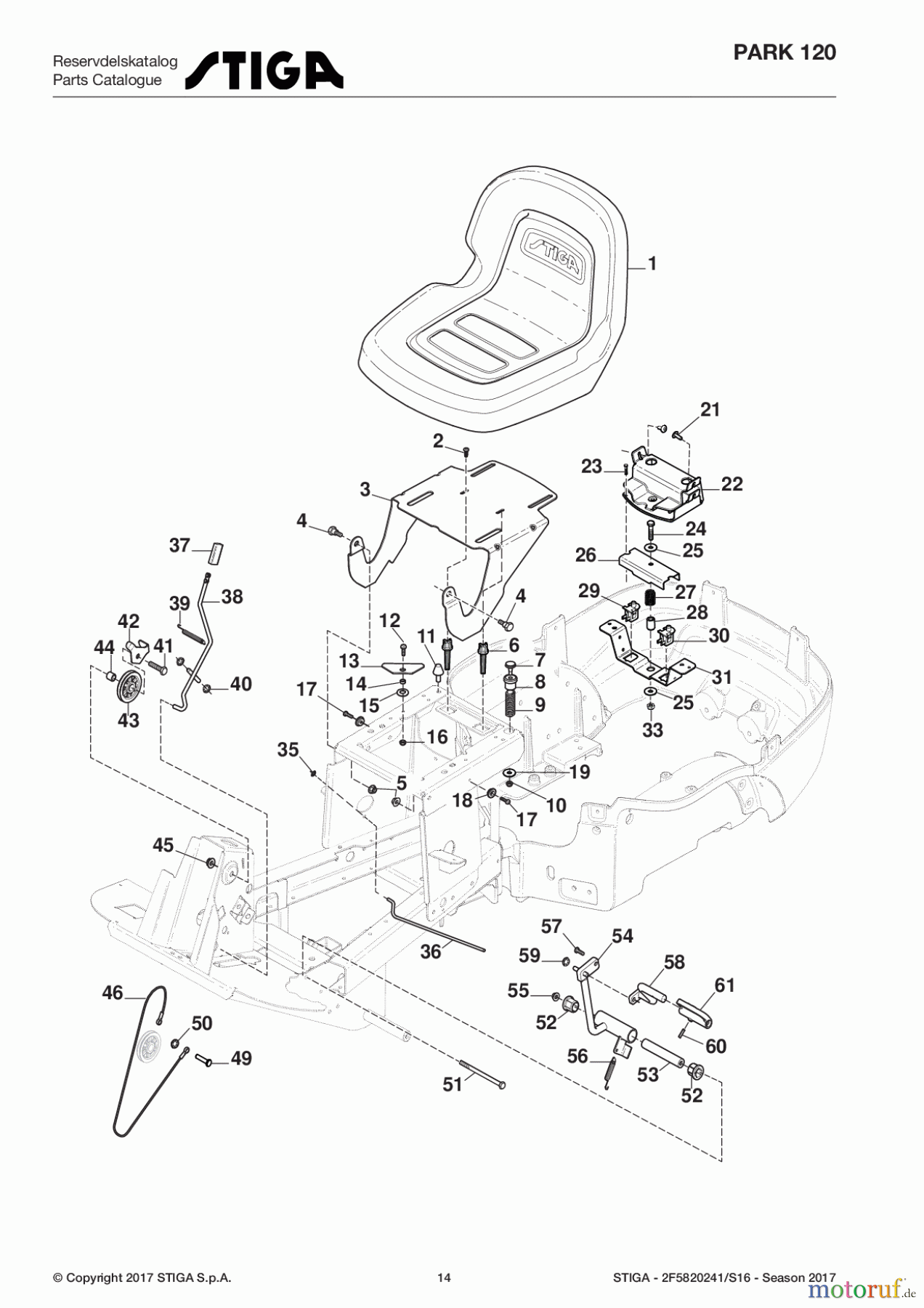  Stiga Frontmäher Baujahr 2017 Park 2017 Park 120 2F5820241/S16 - Season 2017 Seat