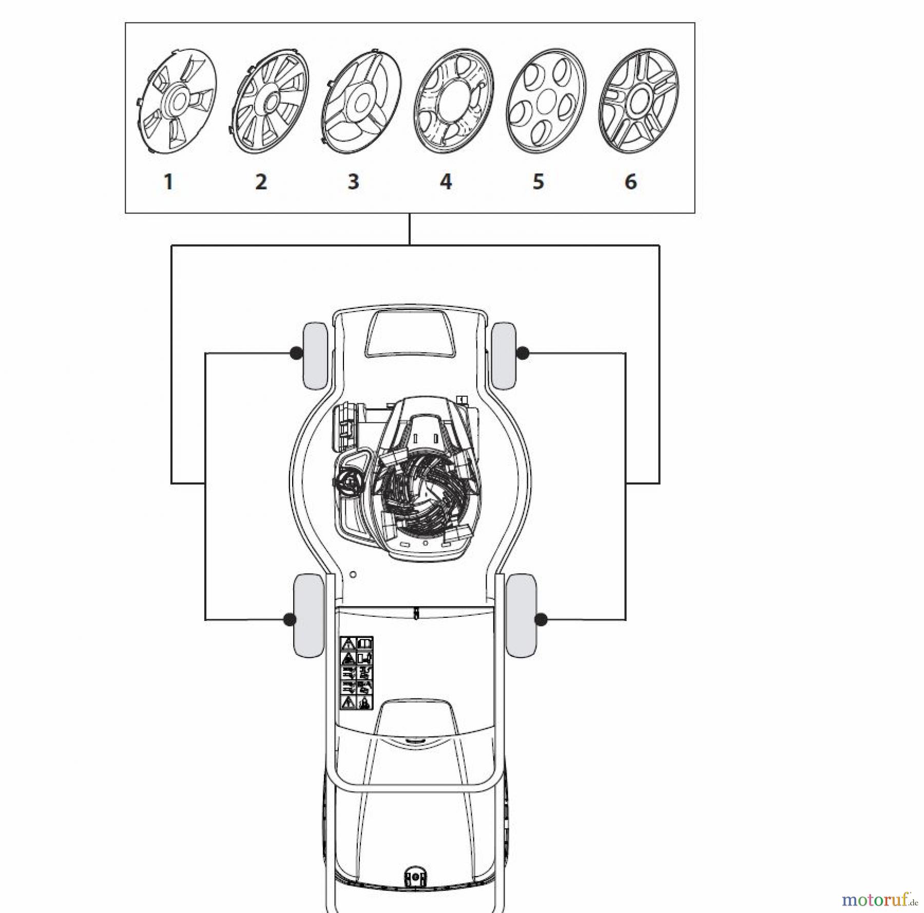 Global Garden Products GGP Rasenmäher Baujahr 2017 Benzin Mit Antrieb 2017 NTL 534 TR/E - 534 TRQ/E Hub Caps