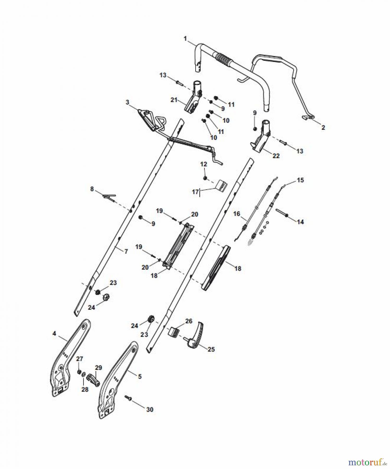 Global Garden Products GGP Rasenmäher Baujahr 2017 Benzin Mit Antrieb 2017 NTL 534 W TR - 534 W TRQ Handle, Upper Part
