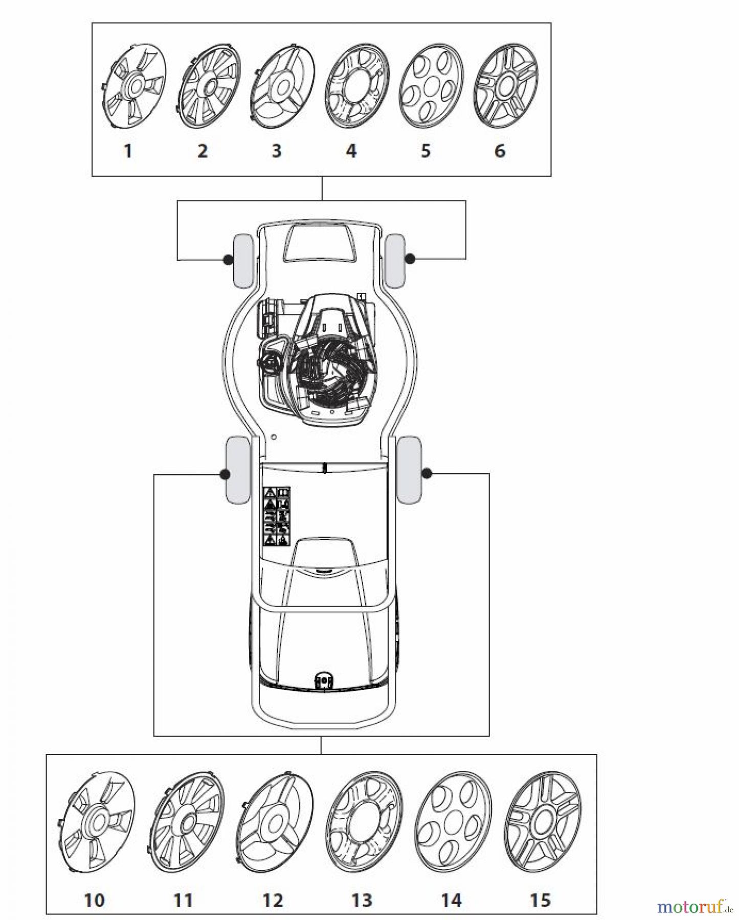  Global Garden Products GGP Rasenmäher Baujahr 2017 Benzin Mit Antrieb 2017 NTL 534 W TR/E - W TRQ/E Hub Caps