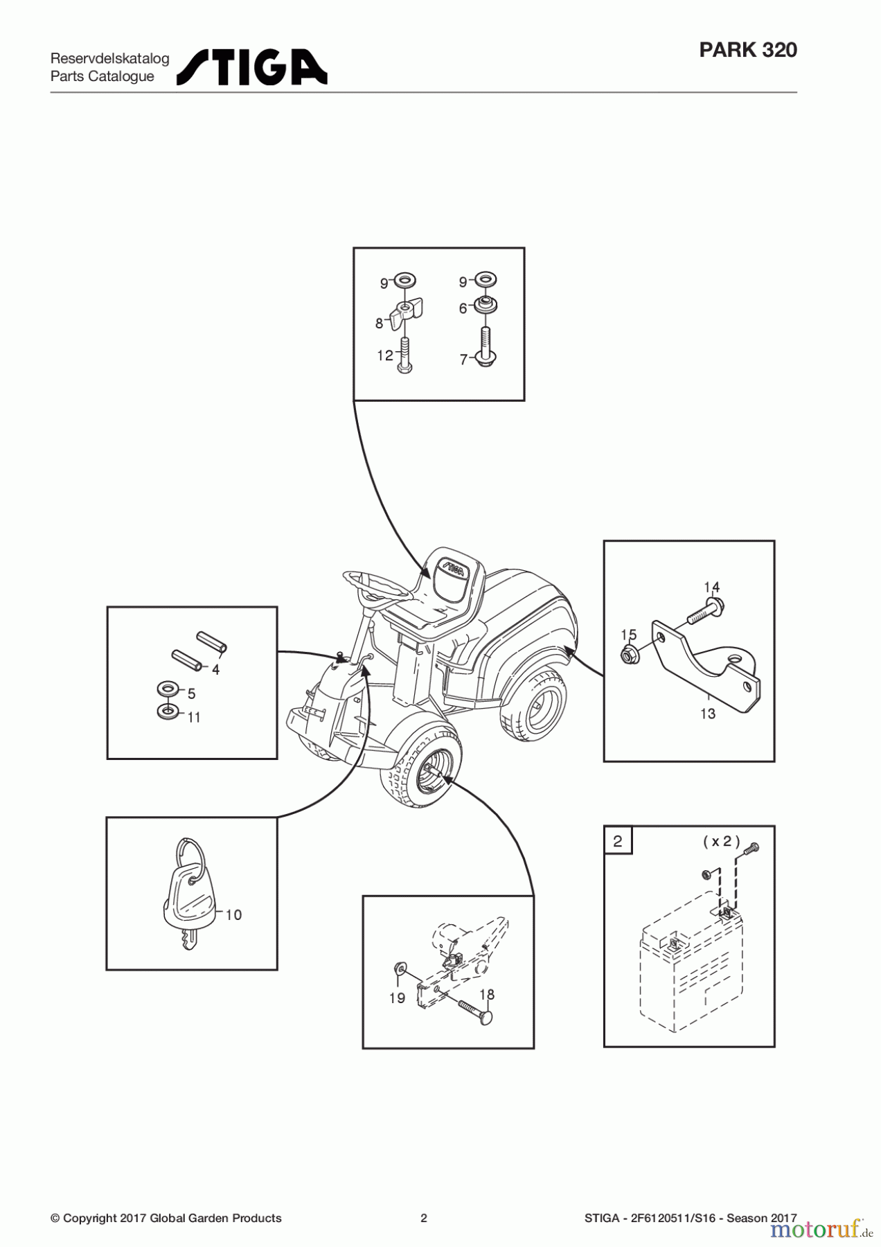 Stiga Frontmäher Baujahr 2017 Park Compact 2017 Park 320 2F6120511/S16 - Season 2017 Assembly parts