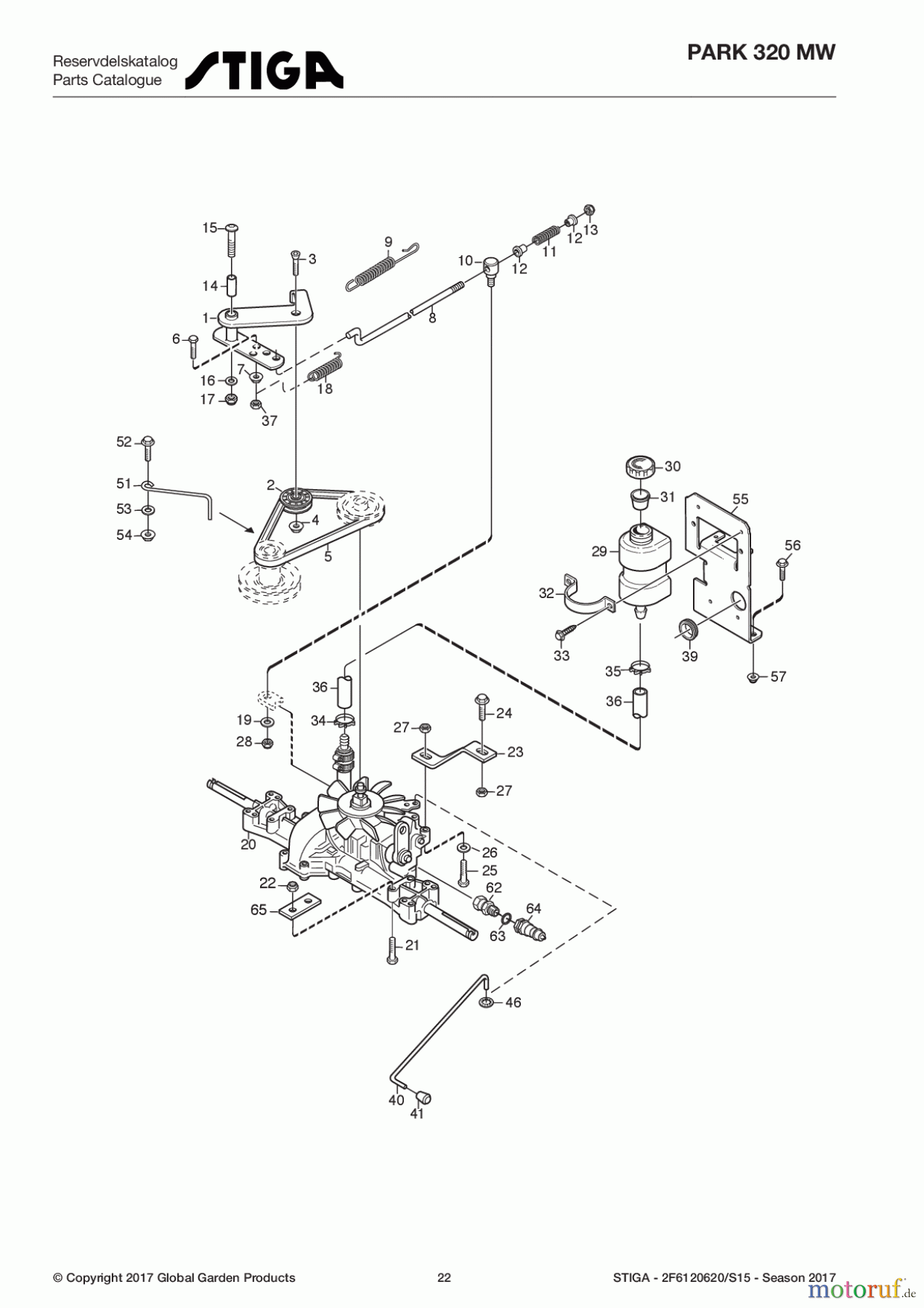  Stiga Frontmäher Baujahr 2017 Park Compact 2017 Park 320 MW 2F6120620/S15 - Season 2017 Tranmssion