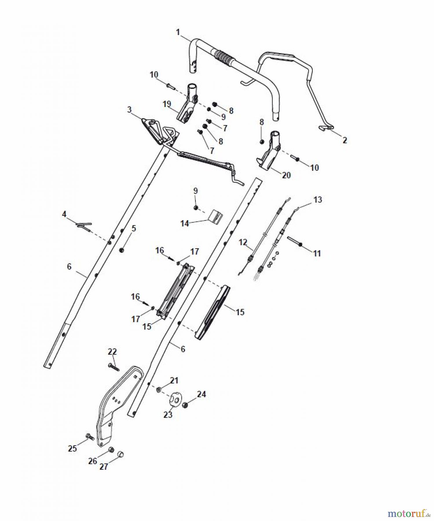 Global Garden Products GGP Rasenmäher Baujahr 2017 Benzin Mit Antrieb 2017 PAN 504 TR 4S Handle, Upper Part