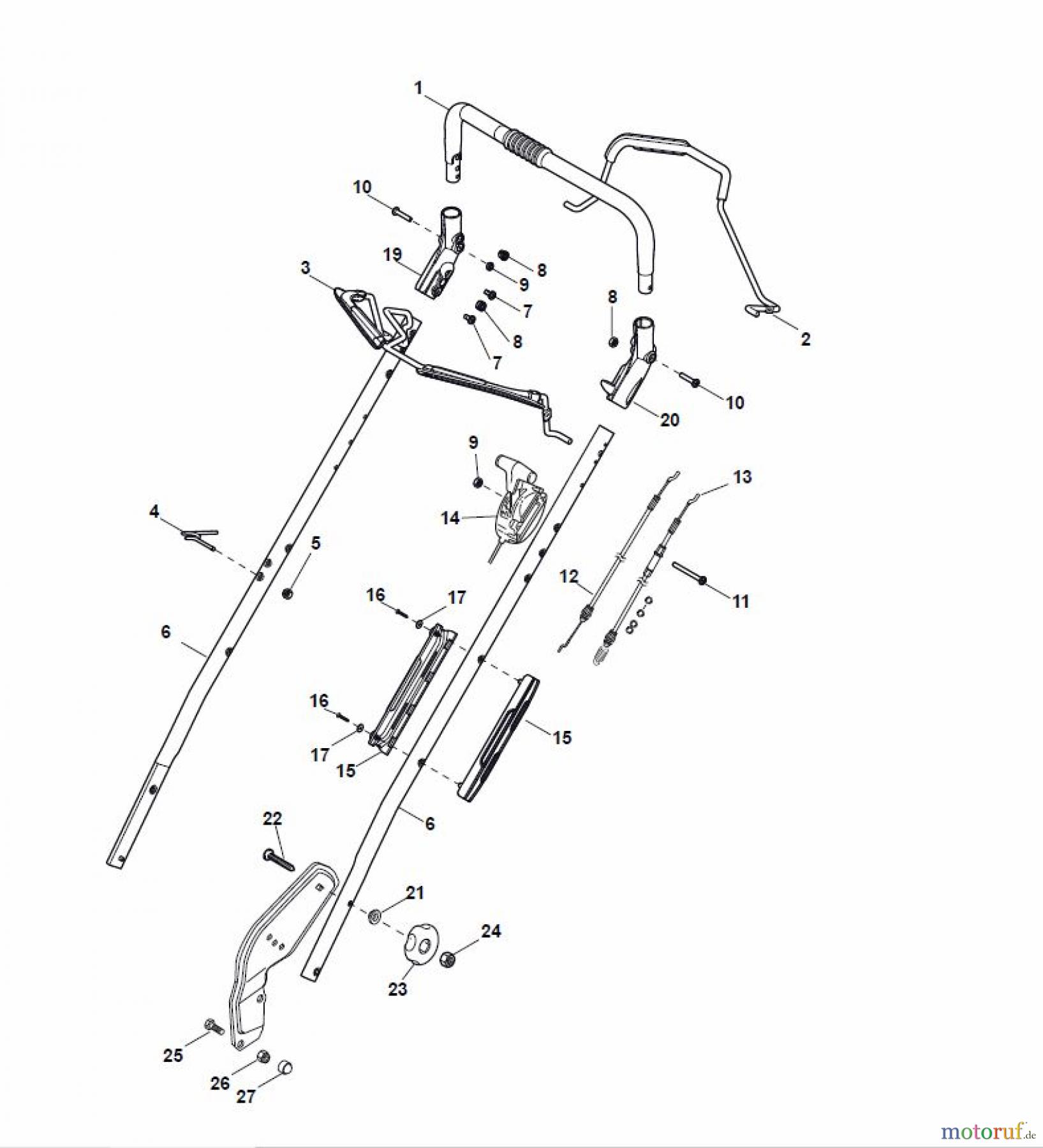 Global Garden Products GGP Rasenmäher Baujahr 2017 Benzin Mit Antrieb 2017 PAN 504 TR Handle, Upper Part