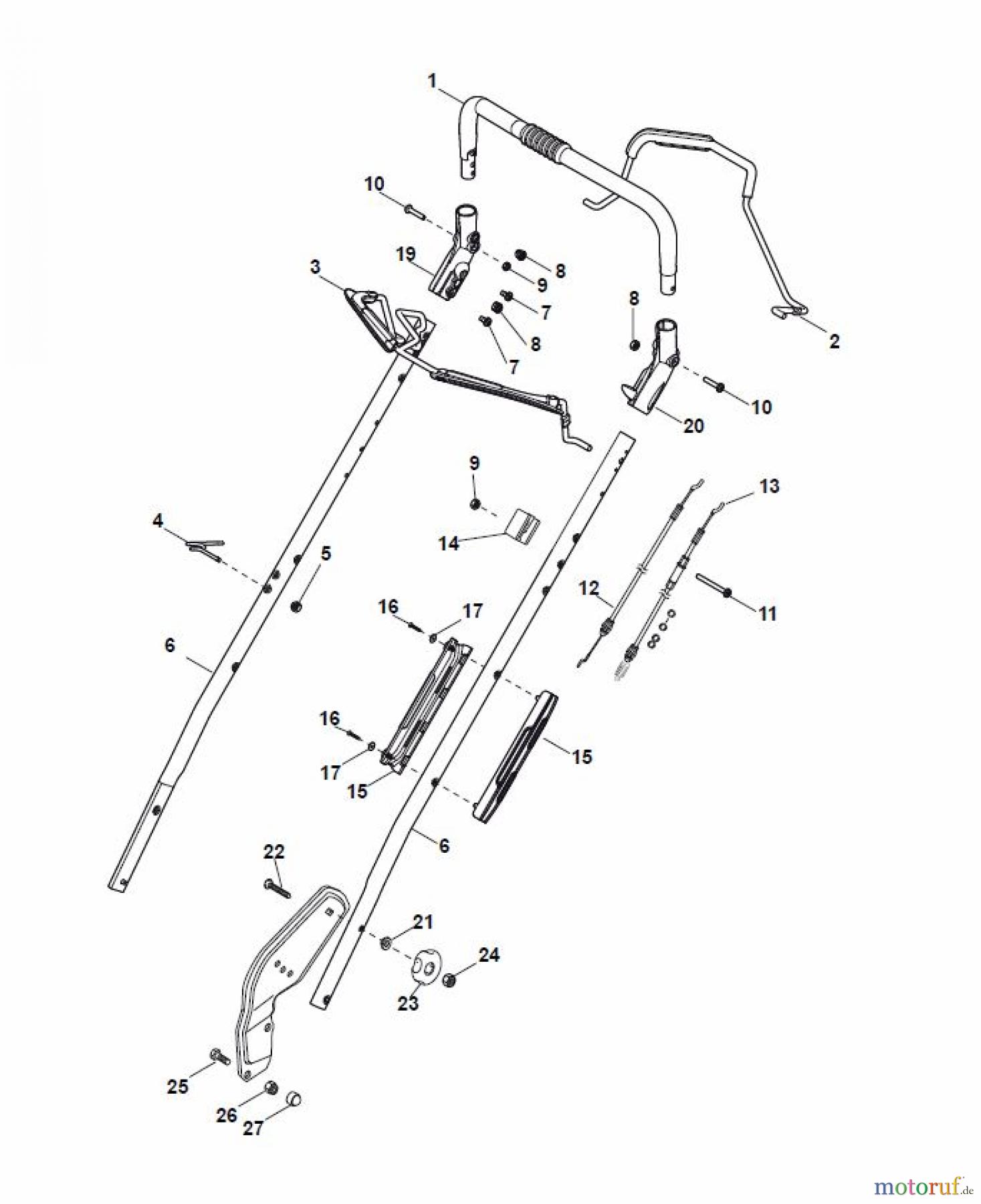  Global Garden Products GGP Rasenmäher Baujahr 2017 Benzin Mit Antrieb 2017 PAN 504 TR Handle, Upper Part