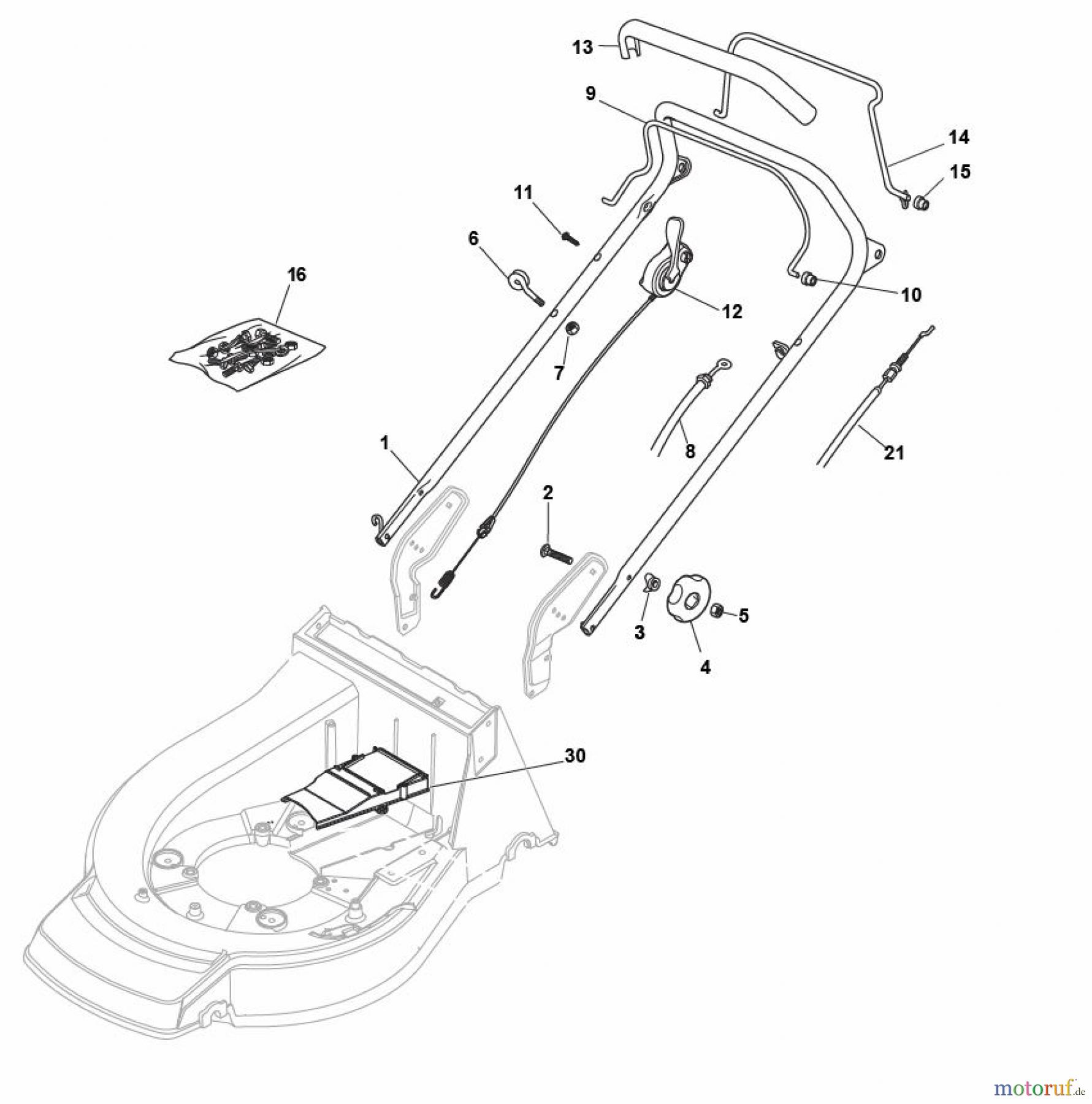 Global Garden Products GGP Rasenmäher Baujahr 2017 Benzin Mit Antrieb 2017 PAN 504 TR Handle, Upper Part BBC
