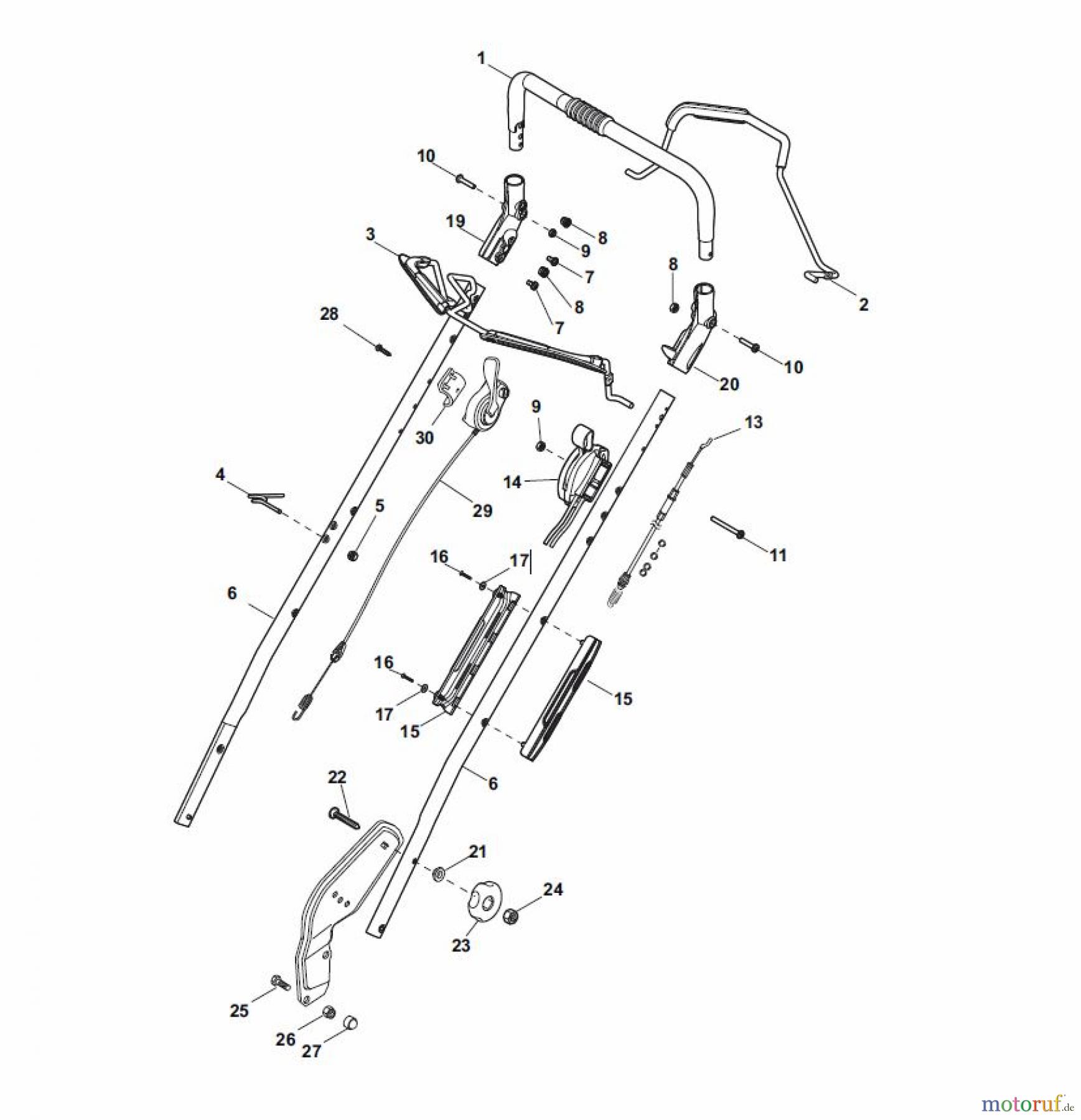  Global Garden Products GGP Rasenmäher Baujahr 2017 Benzin Mit Antrieb 2017 PAN 504 TR Handle, Upper Part BBC