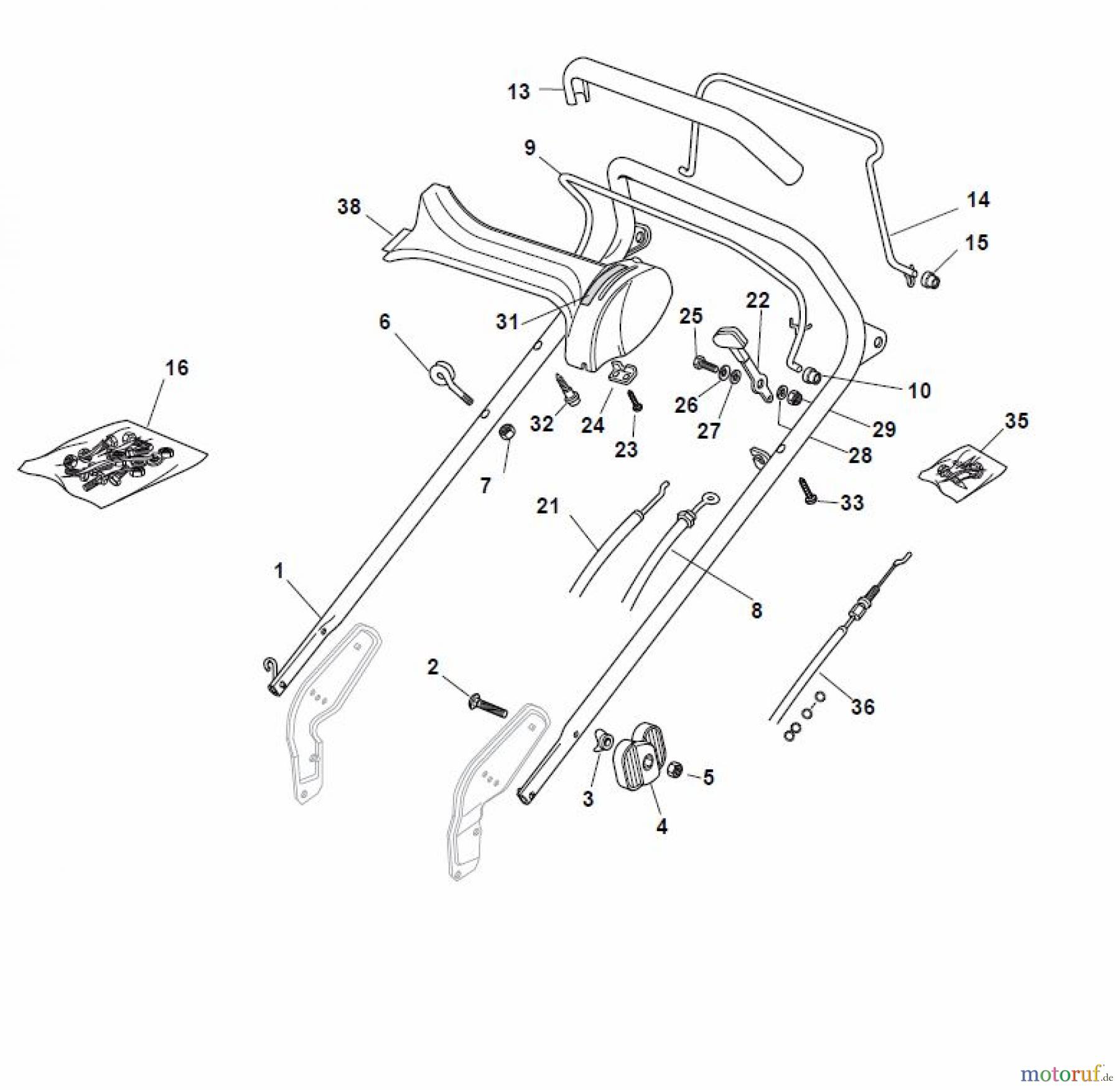  Global Garden Products GGP Rasenmäher Baujahr 2017 Benzin Mit Antrieb 2017 PAN 504 TR/E Handle, Upper Part