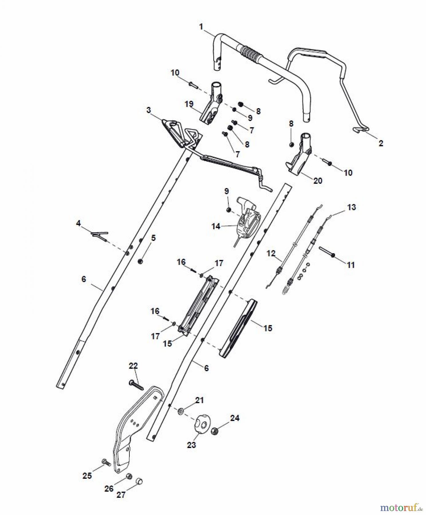  Global Garden Products GGP Rasenmäher Baujahr 2017 Benzin Mit Antrieb 2017 PAN 504 TR/E Handle, Upper Part