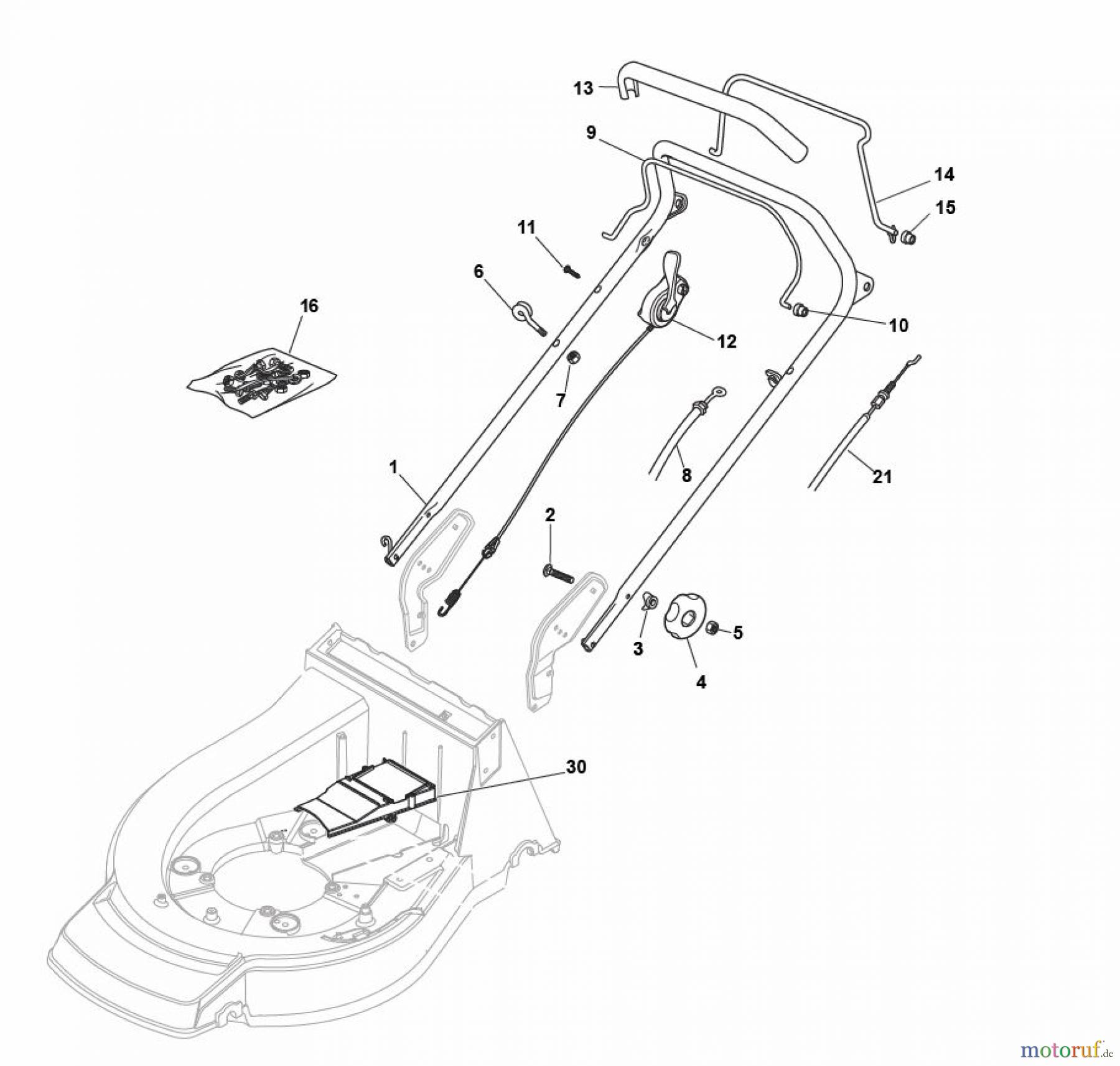Global Garden Products GGP Rasenmäher Baujahr 2017 Benzin Mit Antrieb 2017 PAN 504 TR/E Handle, Upper Part BBC