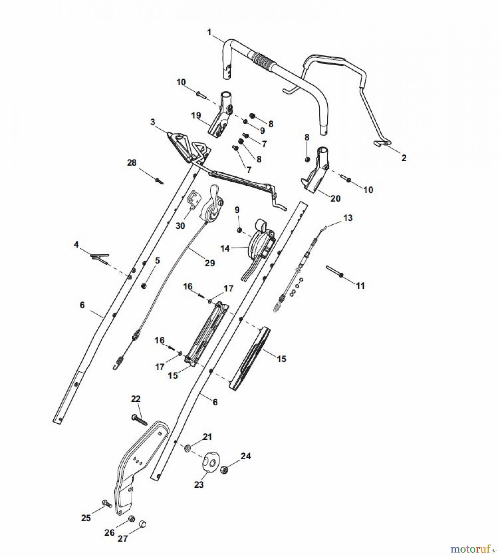  Global Garden Products GGP Rasenmäher Baujahr 2017 Benzin Mit Antrieb 2017 PAN 504 TR/E Handle, Upper Part BBC