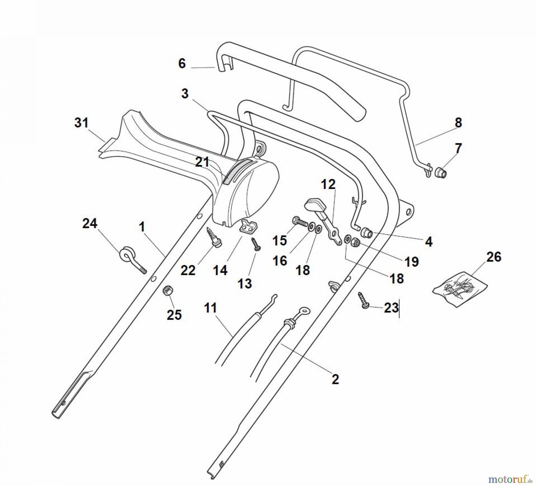 Global Garden Products GGP Rasenmäher Baujahr 2017 Benzin Mit Antrieb 2017 T 484 TR Handle, Upper Part/Dash Board