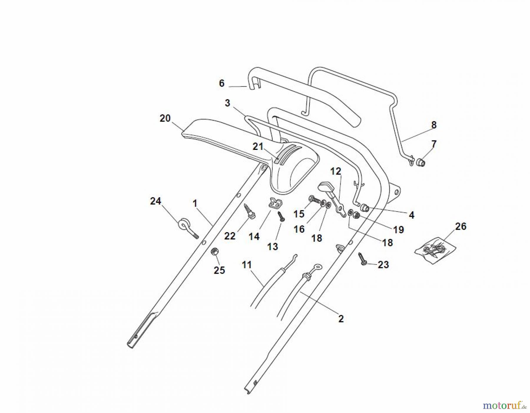  Global Garden Products GGP Rasenmäher Baujahr 2017 Benzin Mit Antrieb 2017 T 484 TR/E Handle, Upper Part/Dash Board