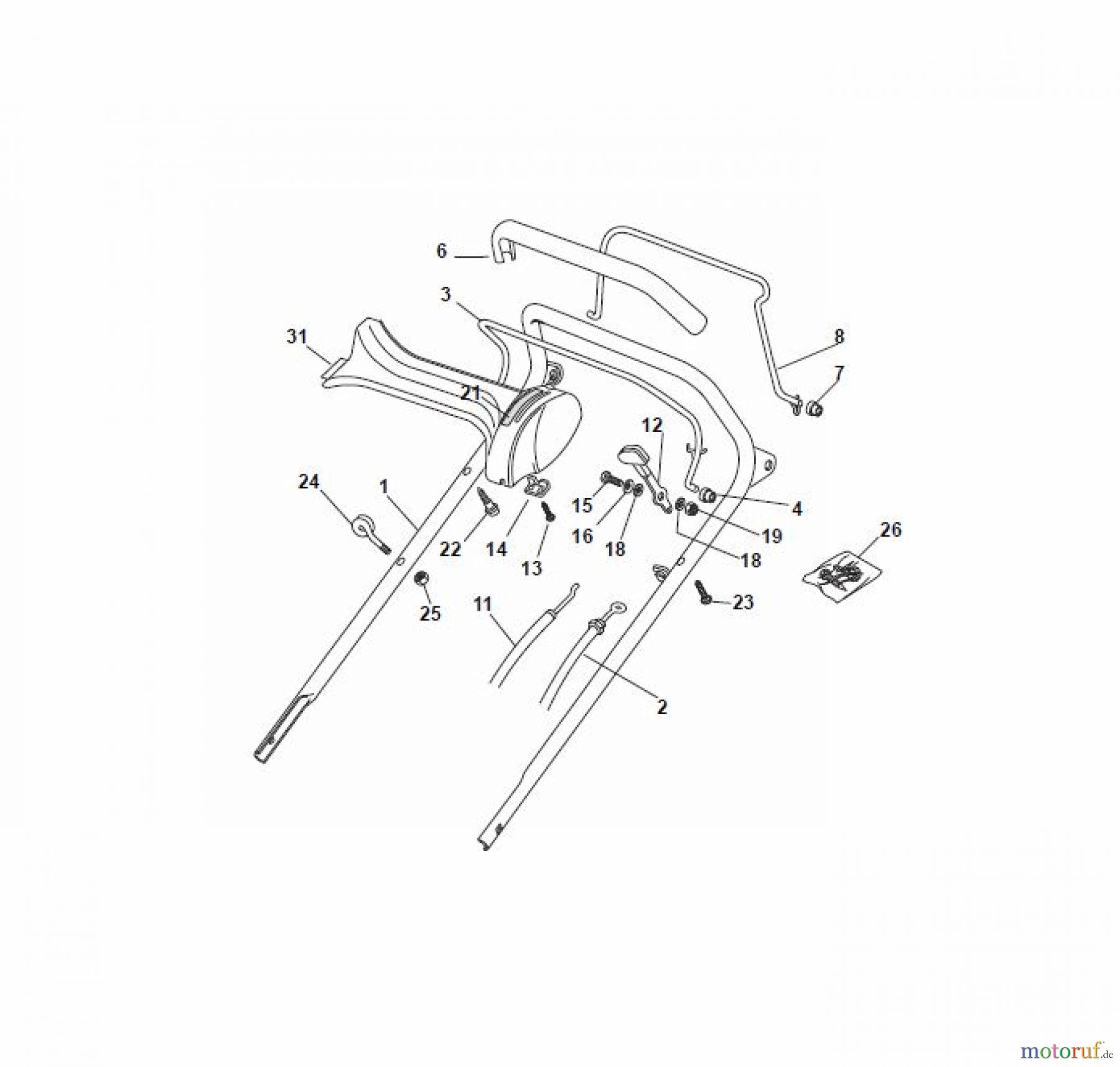  Global Garden Products GGP Rasenmäher Baujahr 2017 Benzin Mit Antrieb 2017 T 484 TR/E Handle, Upper Part/Dash Board