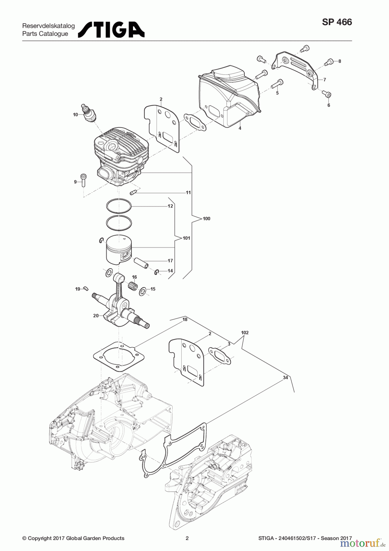 Stiga Kettensägen Baujahr 2017 Benzin 2017 SP 466 240461502/S17 - Season 2017 Engine