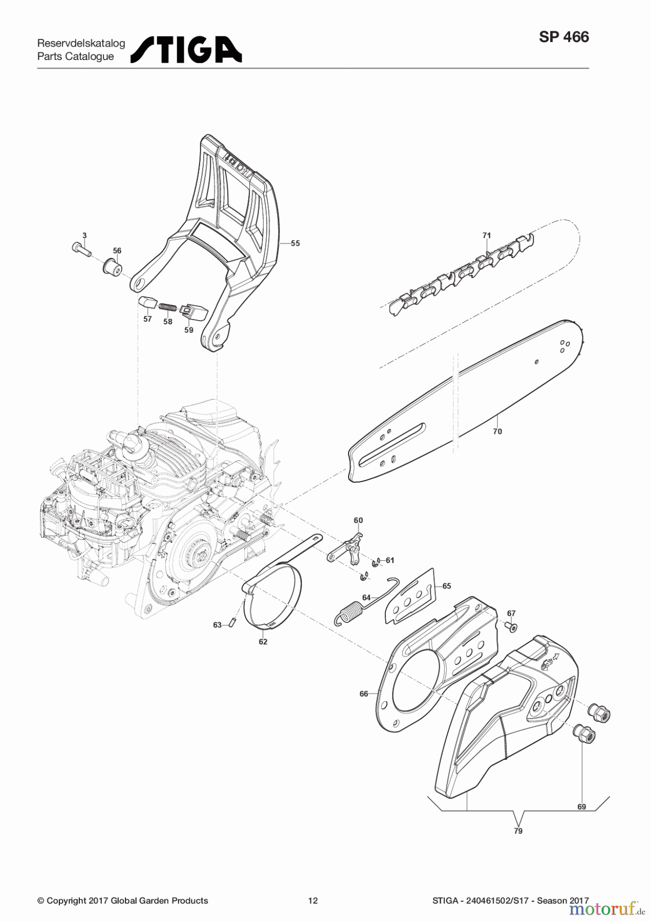  Stiga Kettensägen Baujahr 2017 Benzin 2017 SP 466 240461502/S17 - Season 2017 Housing
