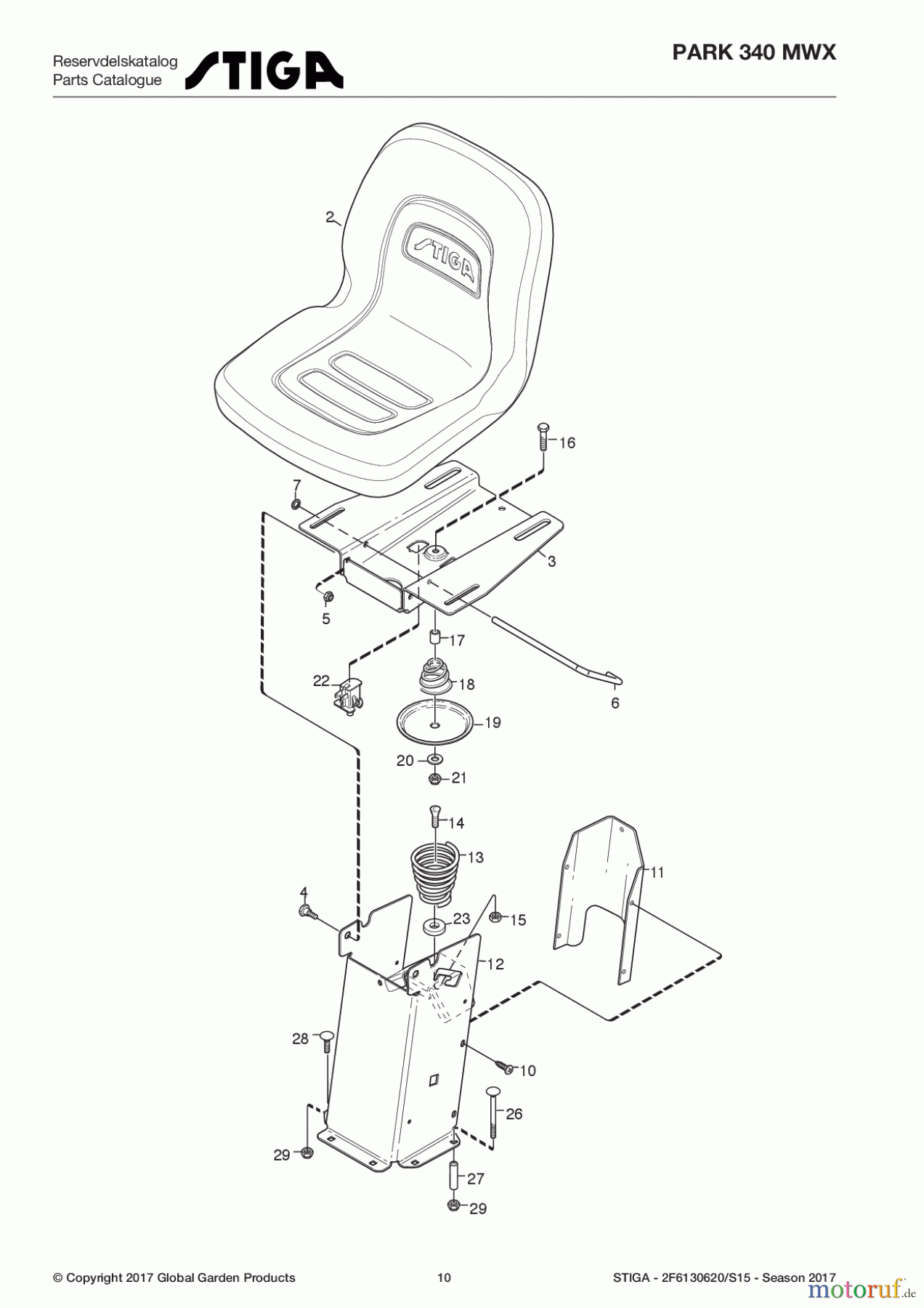 Stiga Frontmäher Baujahr 2017 Park Compact 2017 Park 340 MWX 2F6130620/S15 - Season 2017 Seat
