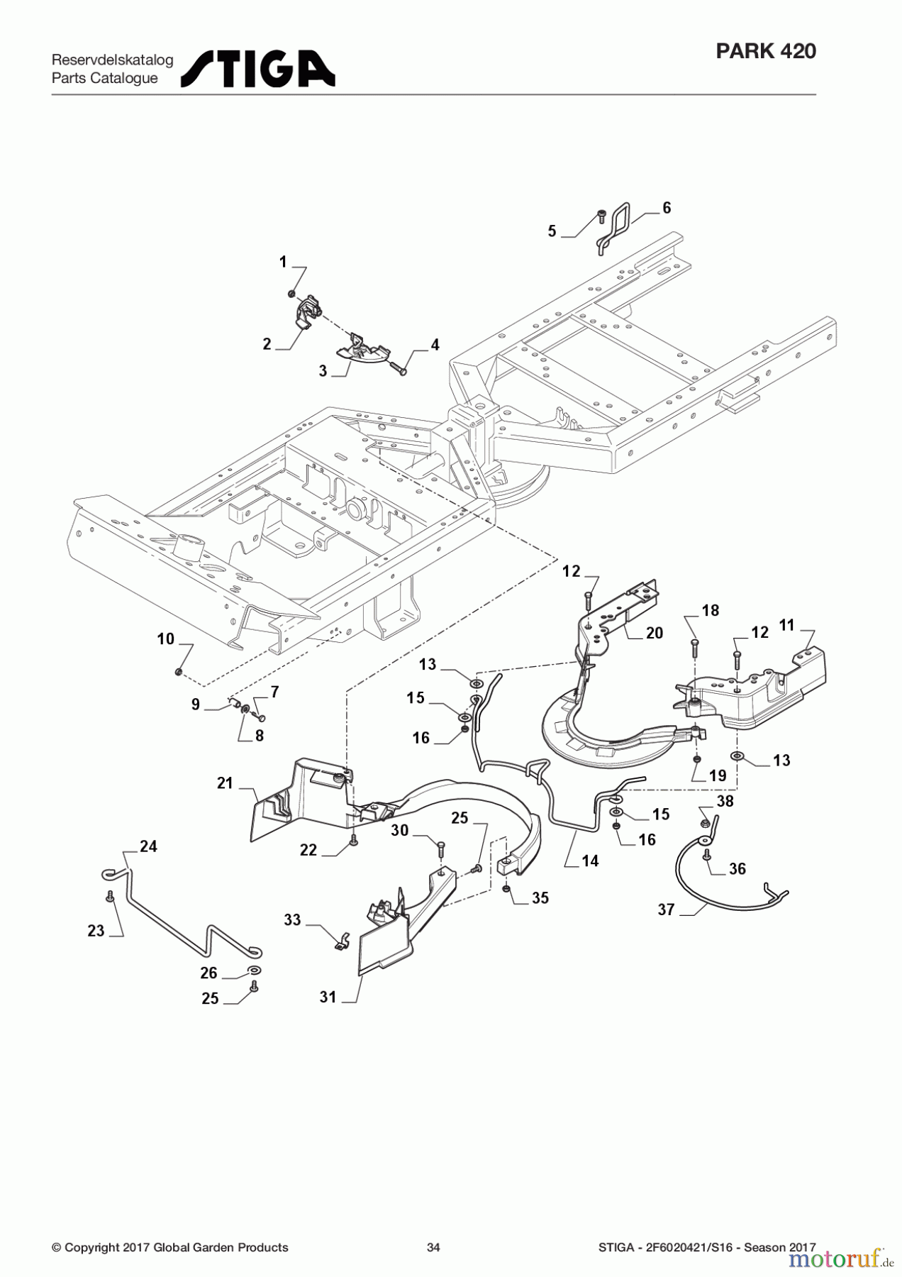 Stiga Frontmäher Baujahr 2017 Park Consumer High 2017 Park 420 2F6020421/S16 - Season 2017 Protection, Belt