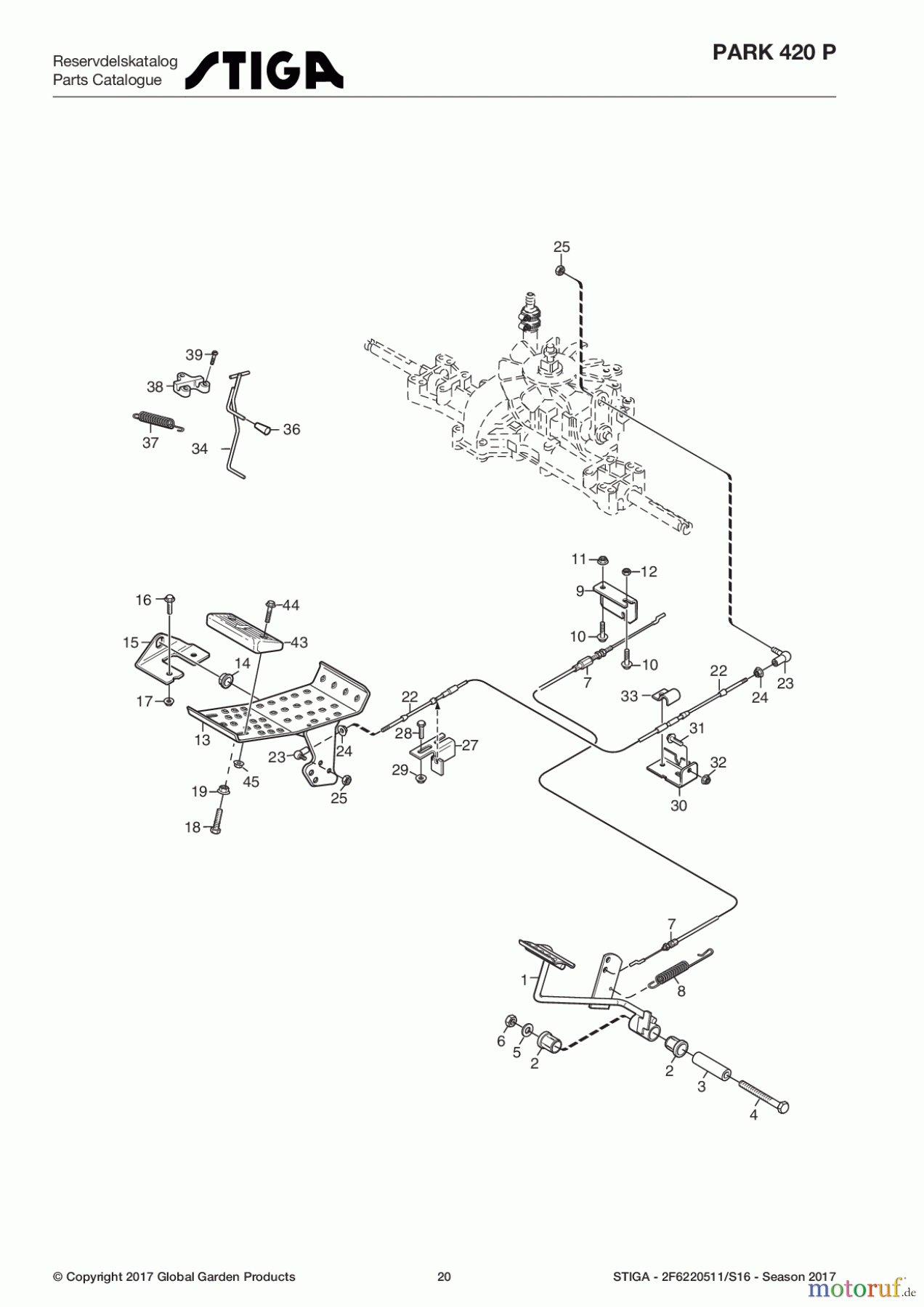 Stiga Frontmäher Baujahr 2017 Park Consumer High 2017 Park 420 P 2F6220511/S16 - Season 2017 Foot controls