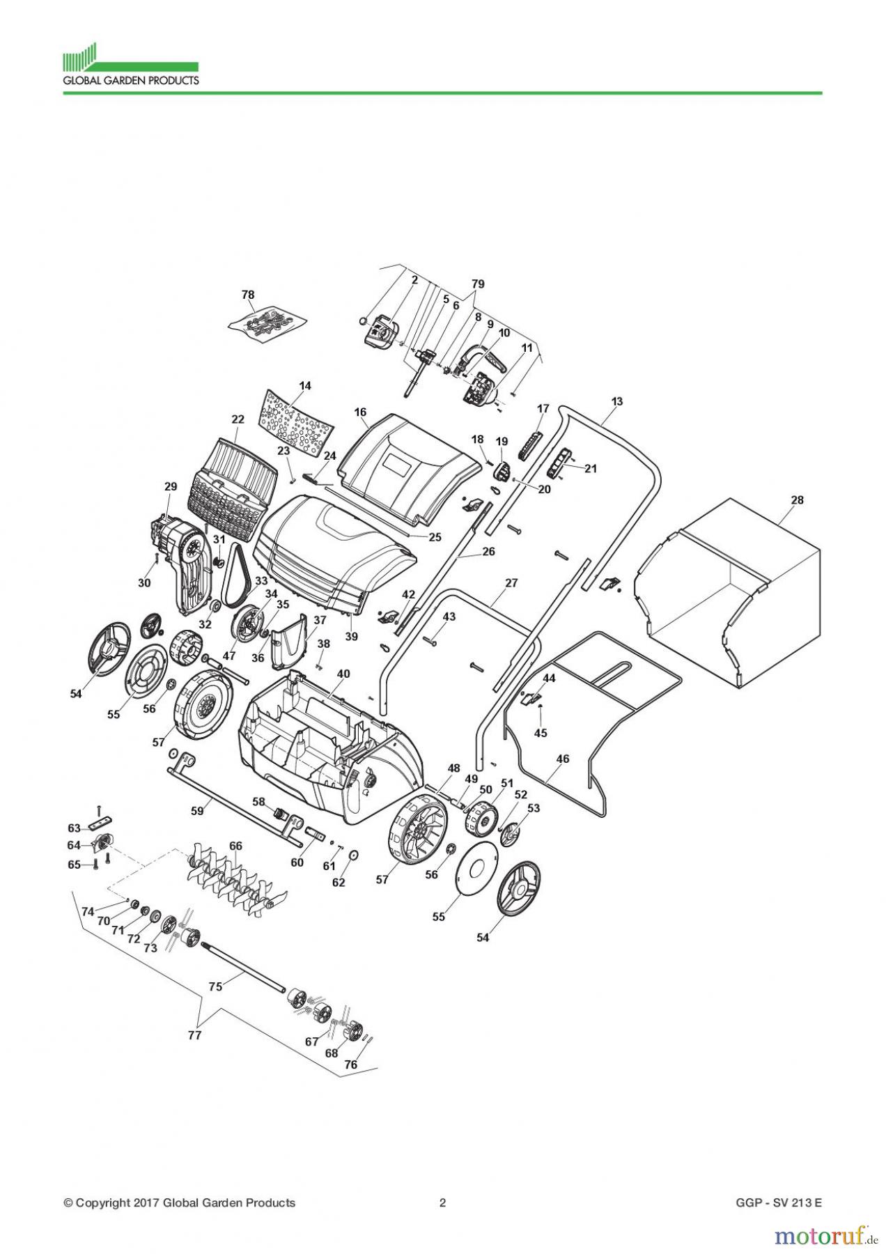 Global Garden Products GGP Vertikutierer Elektro 2017 SV 213 E