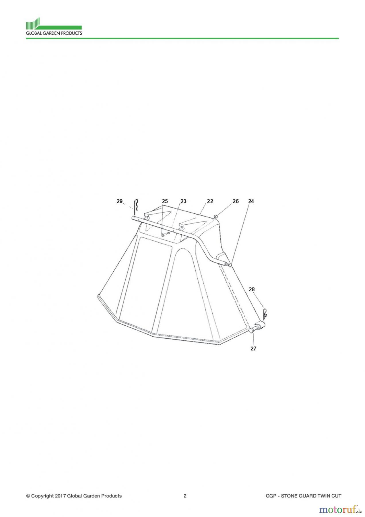  Global Garden Products GGP Zubehör für Rasentraktoren 2017 STONE GUARD TWIN CUT