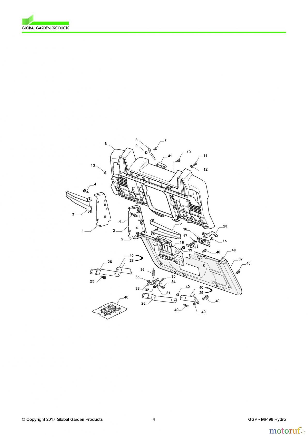 Global Garden Products GGP Aufsitzmäher Sammler Collecting 98cm 2017 MP 98 Hydro Chassis