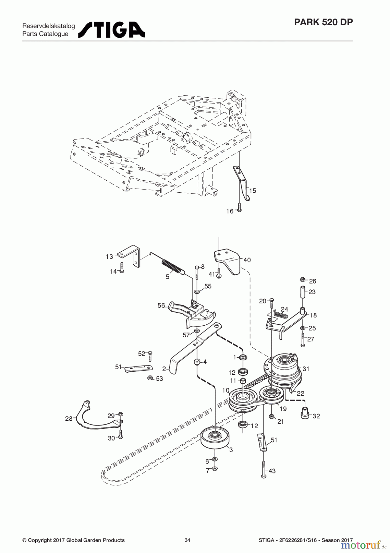 Stiga Frontmäher Baujahr 2017 Park Consumer High 2017 Park 520 DP 2F6226281/S16 - Season 2017 Power Take-Off
