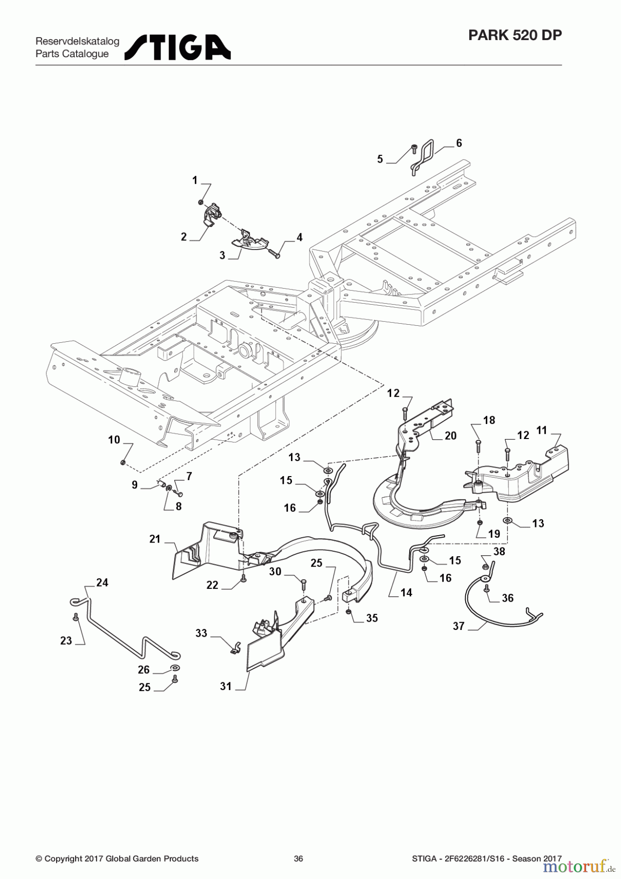 Stiga Frontmäher Baujahr 2017 Park Consumer High 2017 Park 520 DP 2F6226281/S16 - Season 2017 Protection, Belt