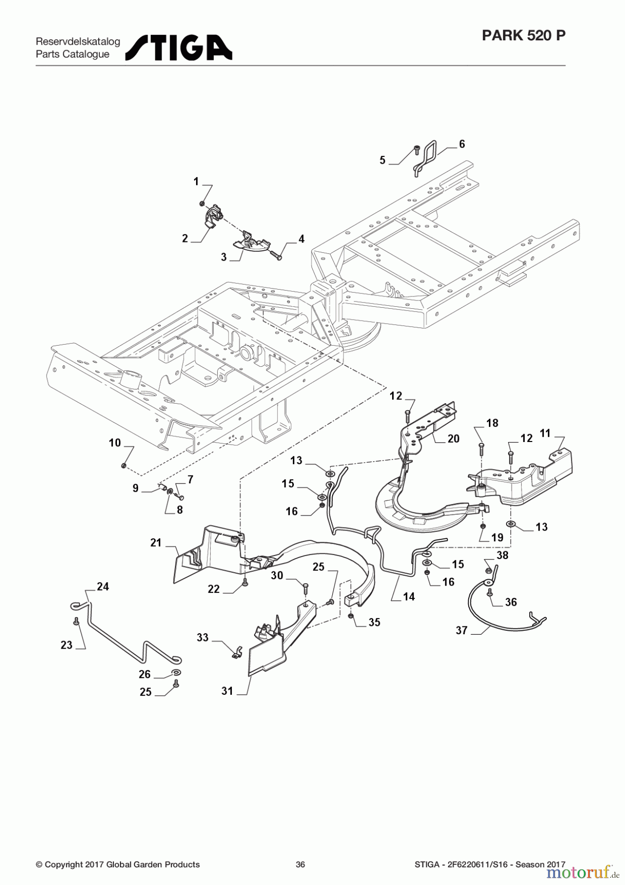  Stiga Frontmäher Baujahr 2017 Park Consumer High 2017 Park 520 P 2F6220611/S16 - Season 2017 Protection, Belt