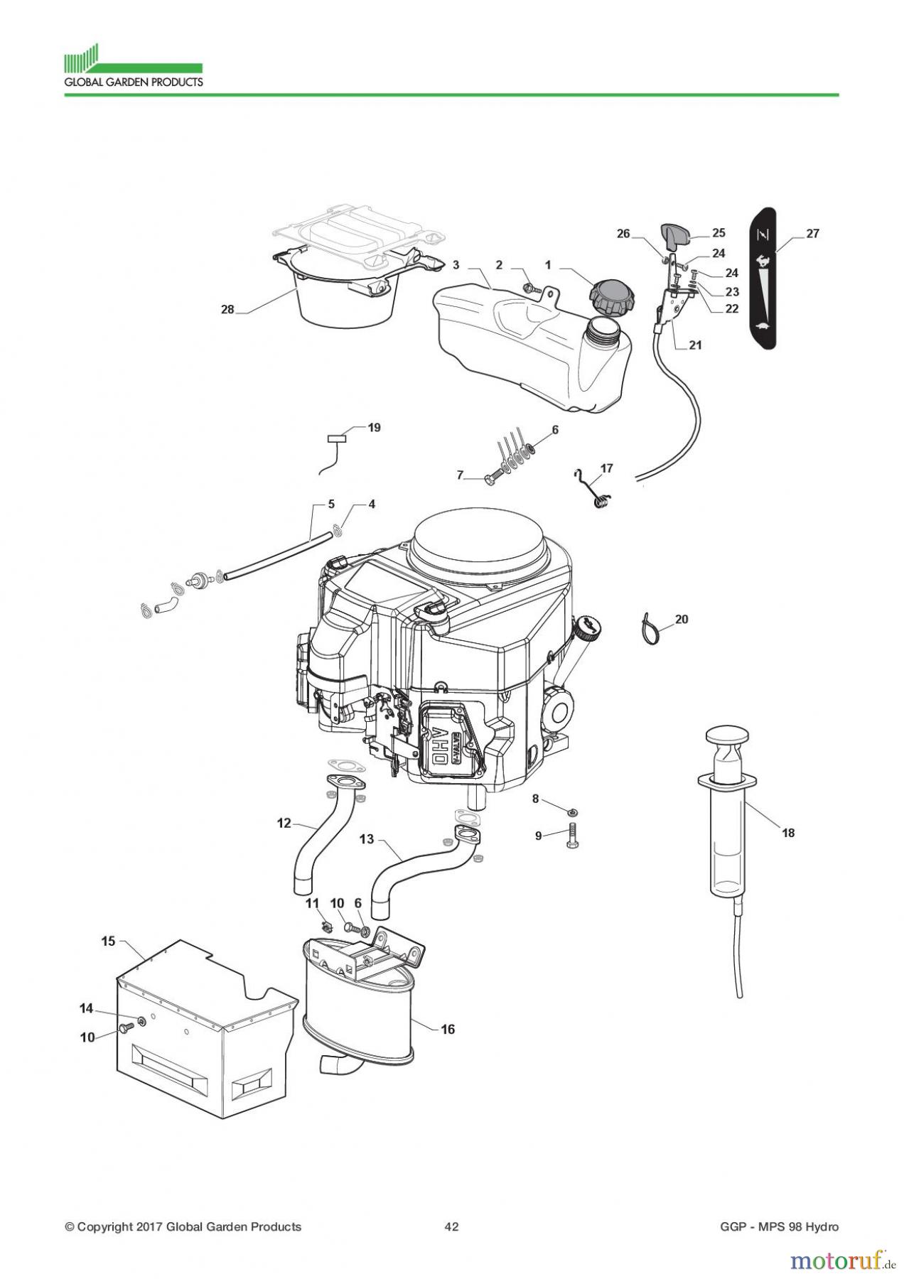 Global Garden Products GGP Aufsitzmäher Sammler Collecting 98cm 2017 MPS 98 Hydro Engine - Kawasaki