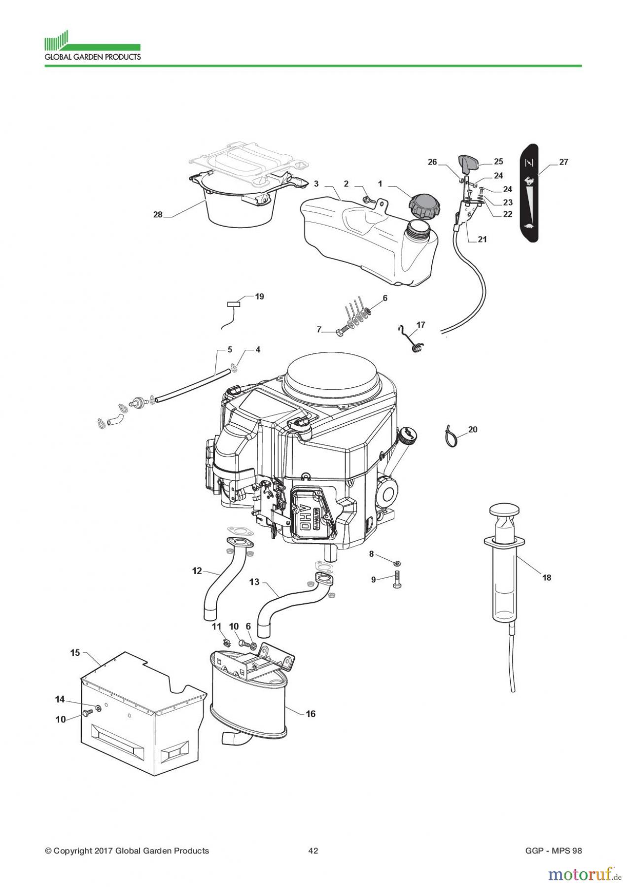 Global Garden Products GGP Aufsitzmäher Sammler Collecting 98cm 2017 MPS 98 Engine - Kawasaki