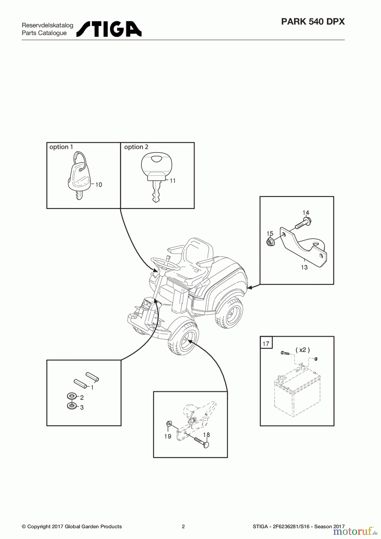 Stiga Frontmäher Baujahr 2017 Park Consumer High 2017 Park 540 DPX 2F6236281/S16 - Season 2017 Assembly parts