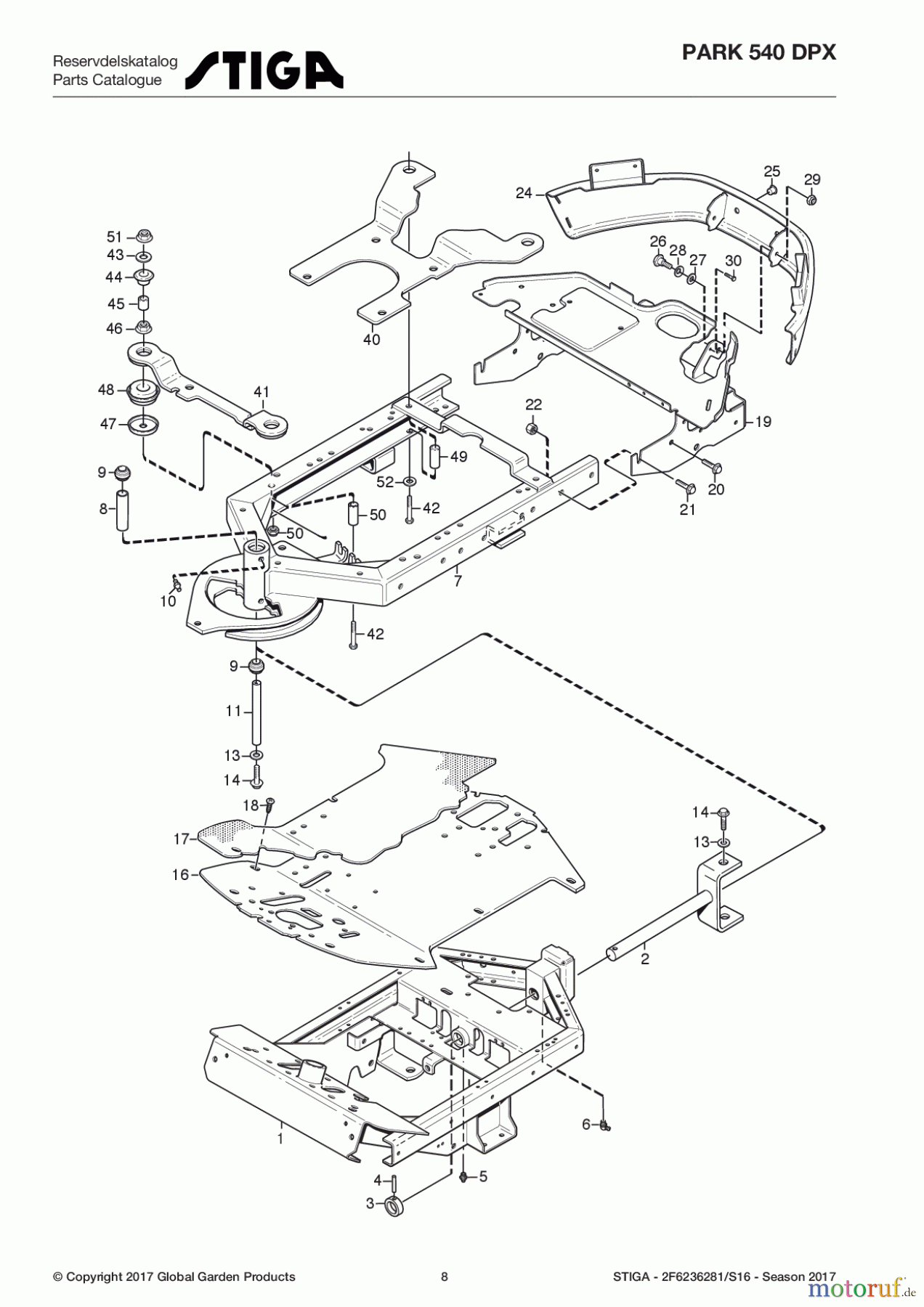 Stiga Frontmäher Baujahr 2017 Park Consumer High 2017 Park 540 DPX 2F6236281/S16 - Season 2017 Frame