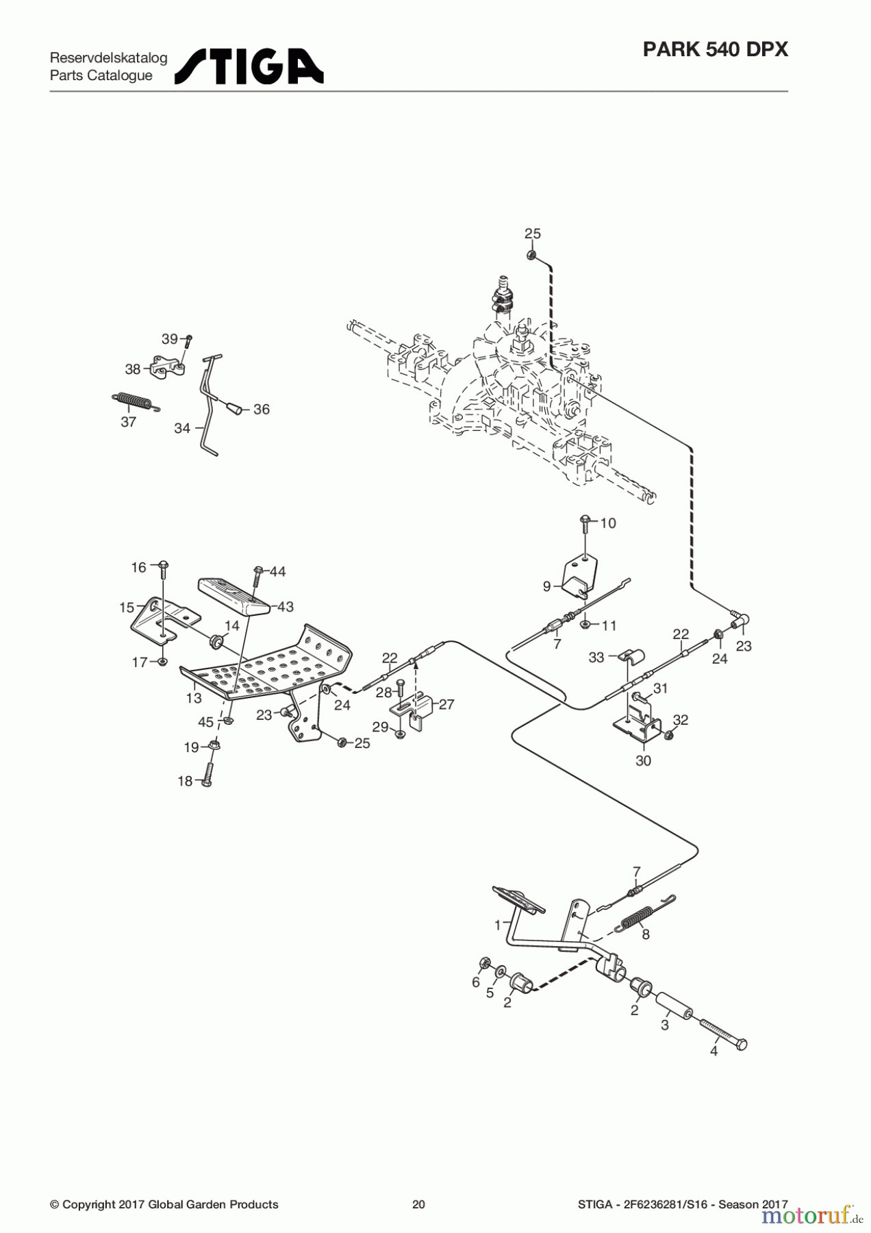 Stiga Frontmäher Baujahr 2017 Park Consumer High 2017 Park 540 DPX 2F6236281/S16 - Season 2017 Foot controls
