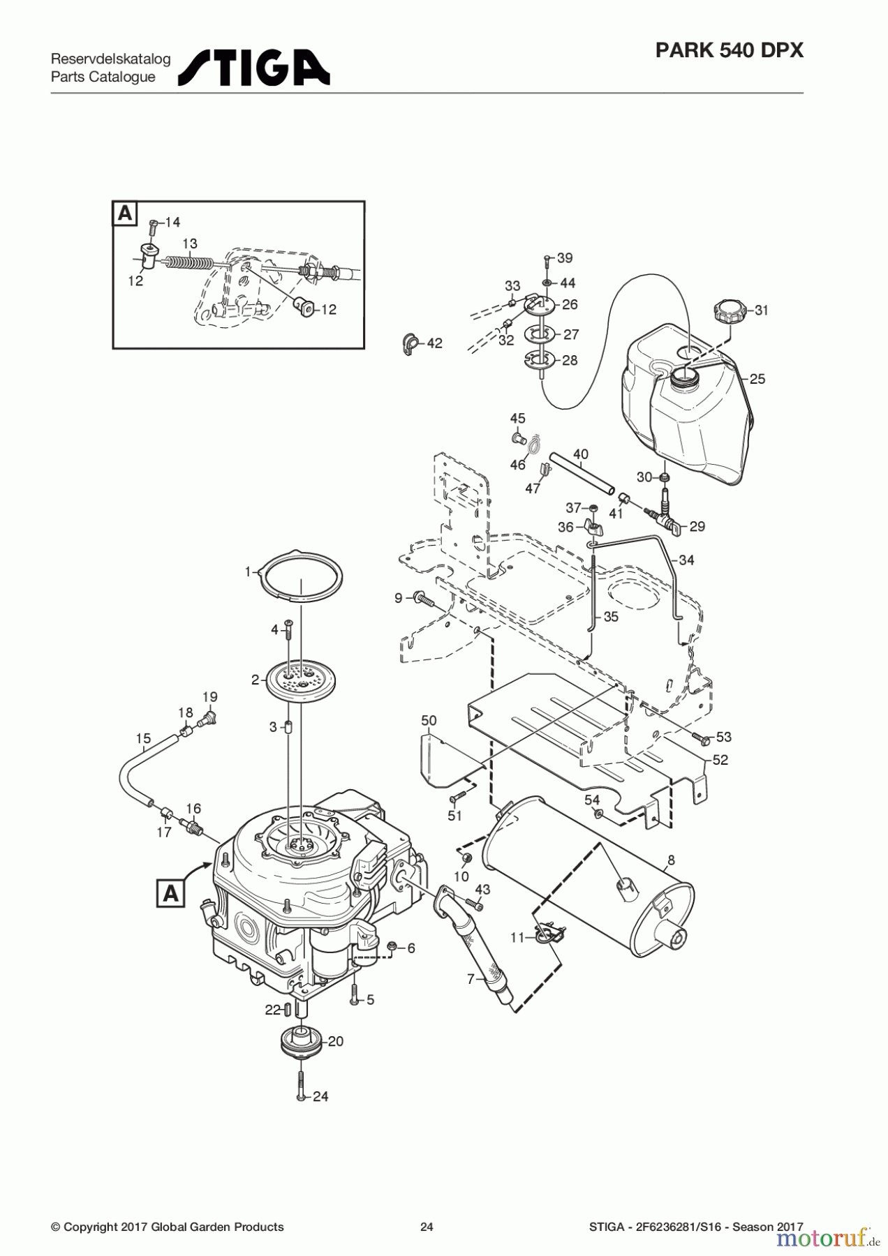 Stiga Frontmäher Baujahr 2017 Park Consumer High 2017 Park 540 DPX 2F6236281/S16 - Season 2017 Engine