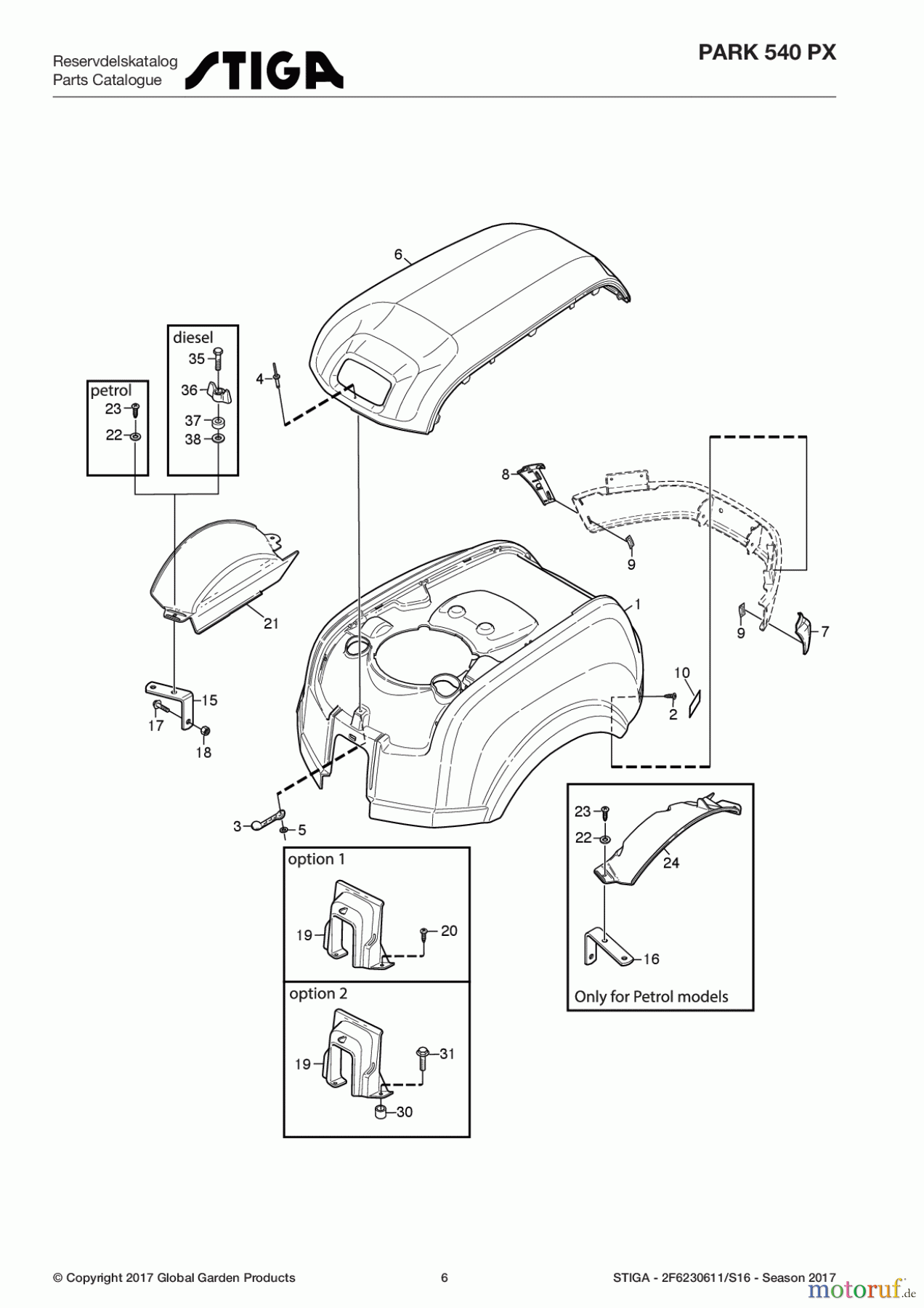  Stiga Frontmäher Baujahr 2017 Park Consumer High 2017 Park 540 PX 2F6230611/S16 - Season 2017 Body works