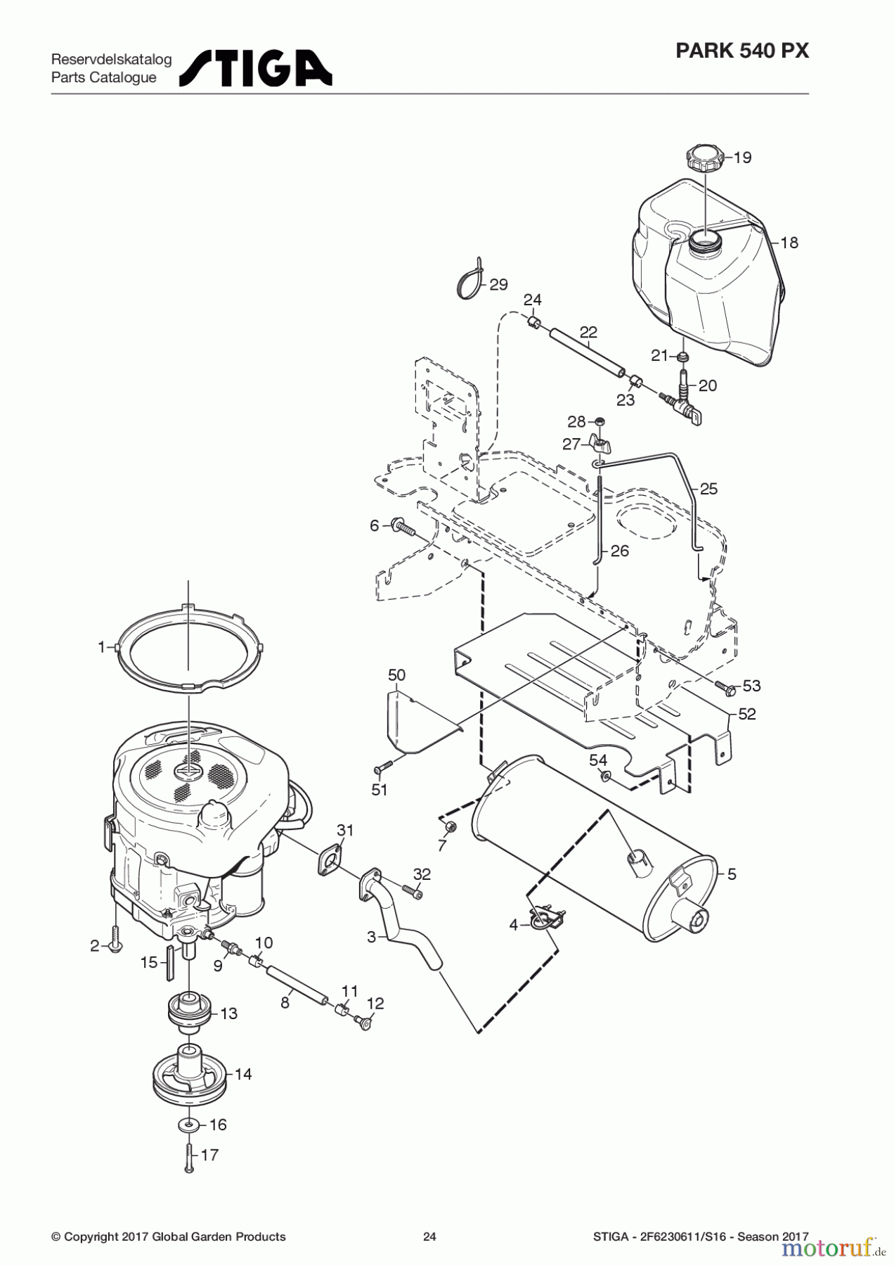  Stiga Frontmäher Baujahr 2017 Park Consumer High 2017 Park 540 PX 2F6230611/S16 - Season 2017 Engine