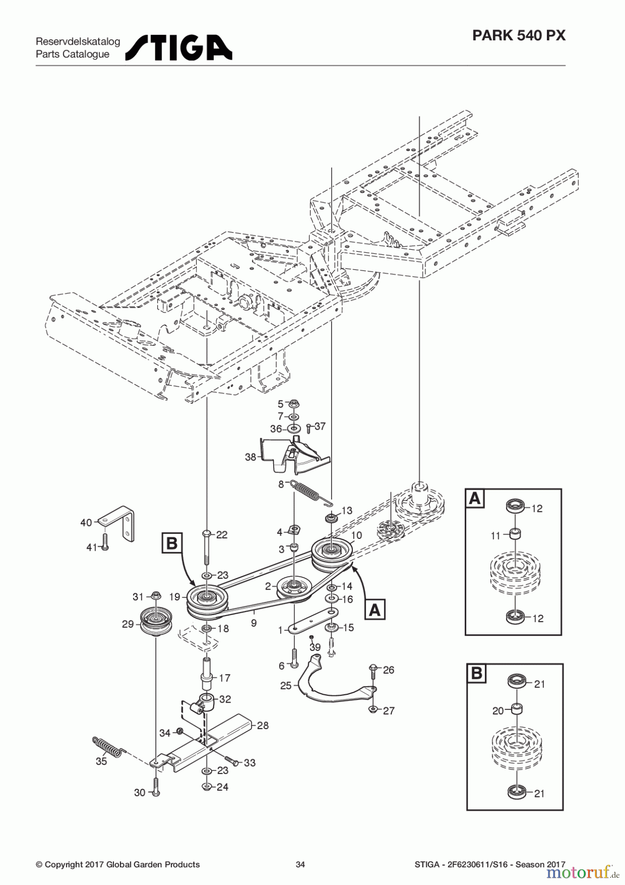  Stiga Frontmäher Baujahr 2017 Park Consumer High 2017 Park 540 PX 2F6230611/S16 - Season 2017 Power take-off