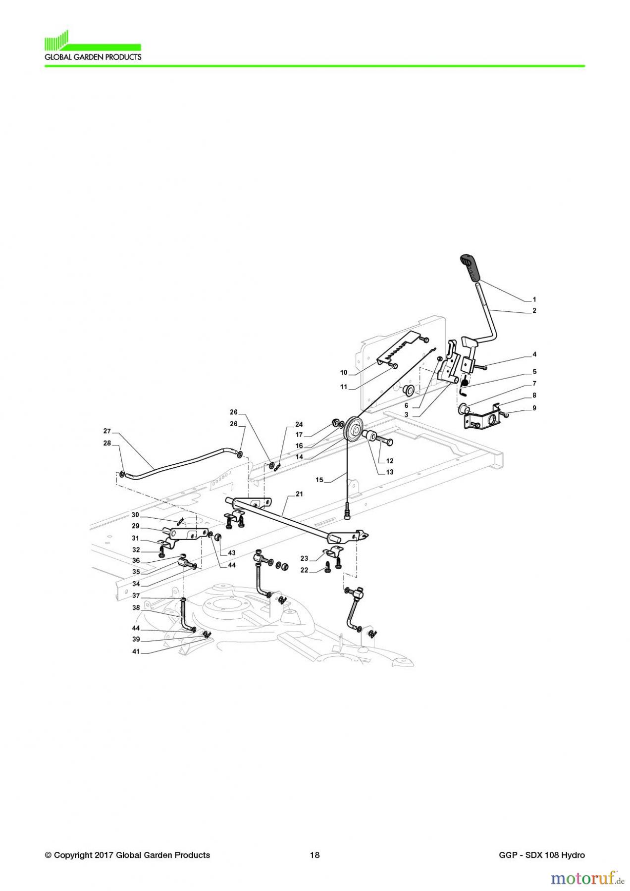 Global Garden Products GGP Aufsitzmäher Seitenauswurf 98-108cm 2017 SDX 108 Hydro Cutting Plate Lifting