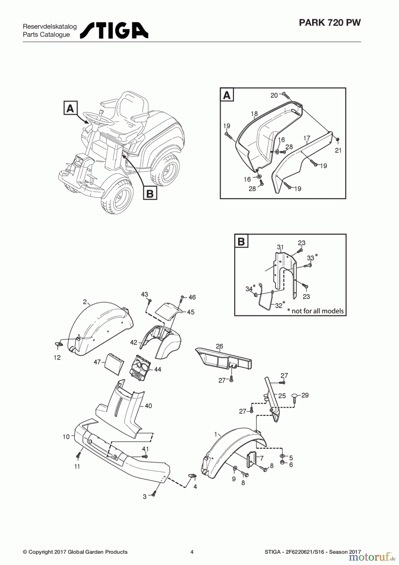 Stiga Frontmäher Baujahr 2017 Park Consumer High 2017 Park 720 PW 2F6220621/S16 - Season 2017 Body works