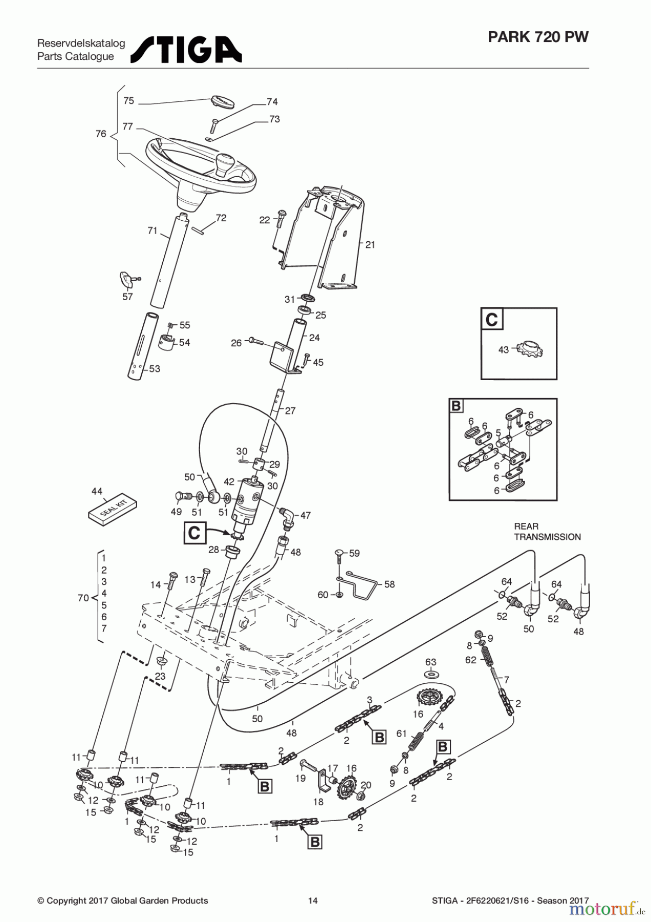 Stiga Frontmäher Baujahr 2017 Park Consumer High 2017 Park 720 PW 2F6220621/S16 - Season 2017 Steering