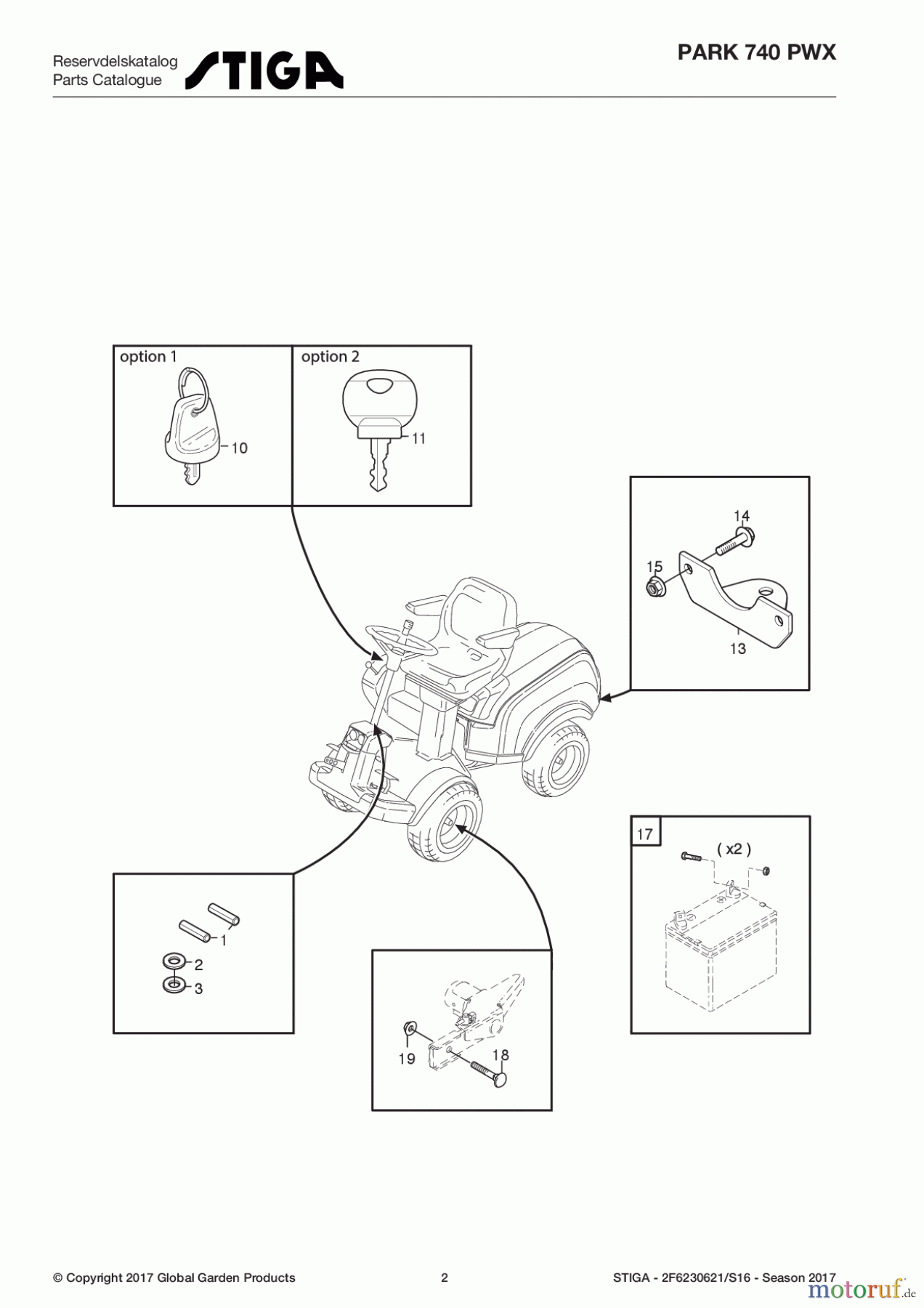 Stiga Frontmäher Baujahr 2017 Park Consumer High 2017 Park 740 PWX 2F6230621/S16 - Season 2017 Assembly parts