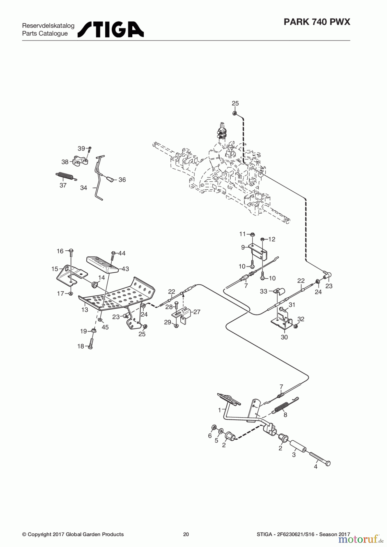Stiga Frontmäher Baujahr 2017 Park Consumer High 2017 Park 740 PWX 2F6230621/S16 - Season 2017 Foot controls