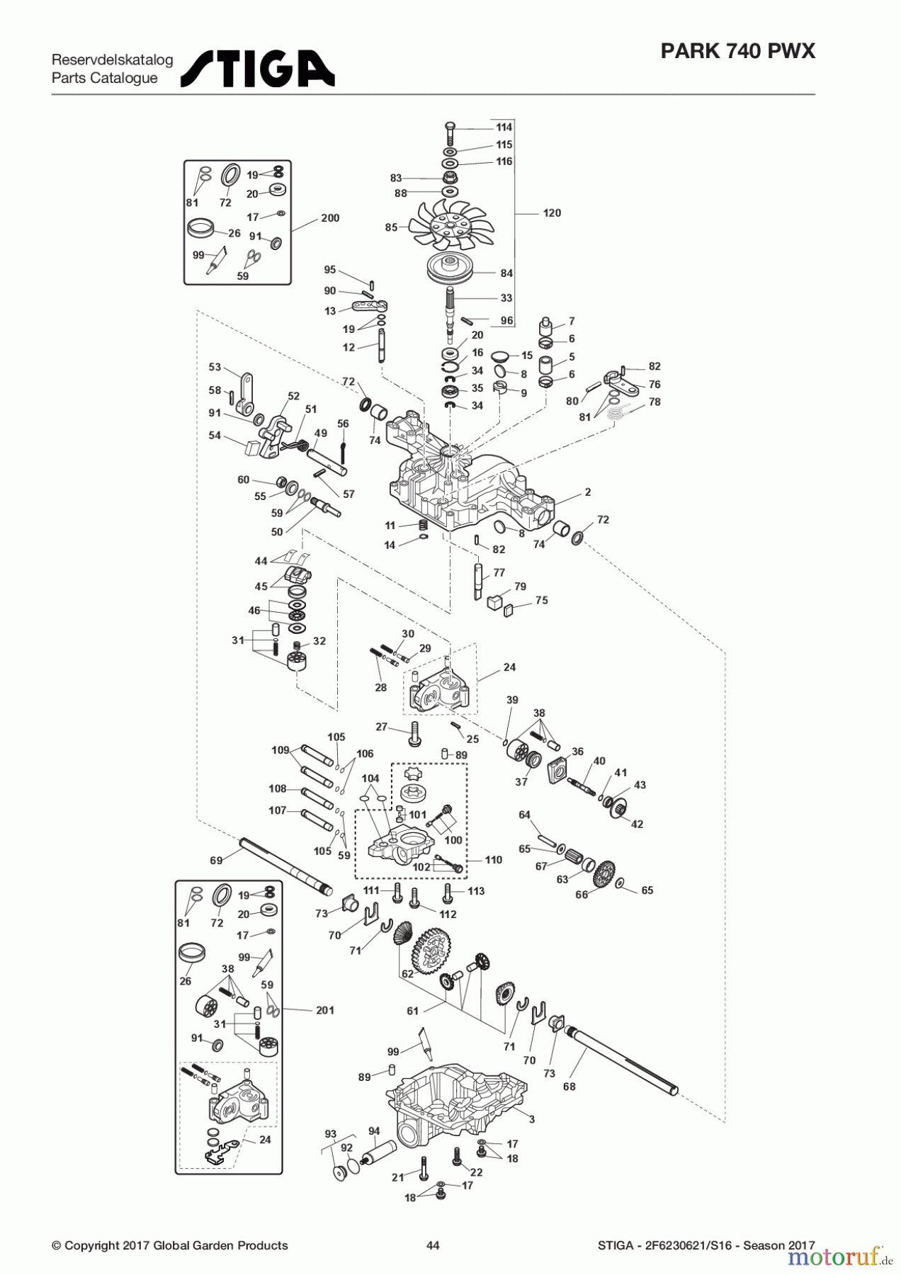  Stiga Frontmäher Baujahr 2017 Park Consumer High 2017 Park 740 PWX 2F6230621/S16 - Season 2017 Transmission