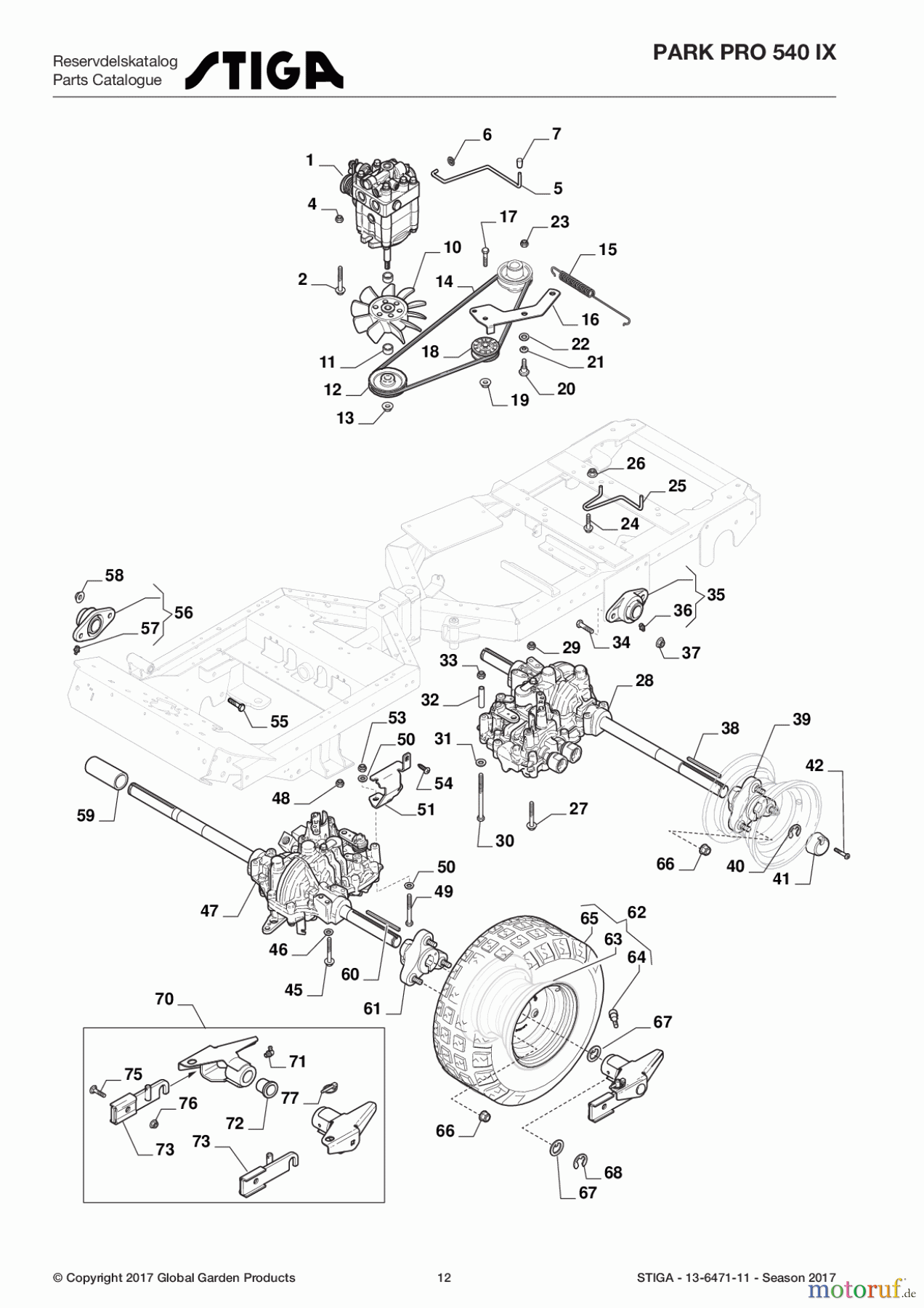  Stiga Frontmäher Baujahr 2017 Park Pro 2017 Park Pro 540 IX 13-6471-11 - Season 2017 Transmission (Mechanical Parts)