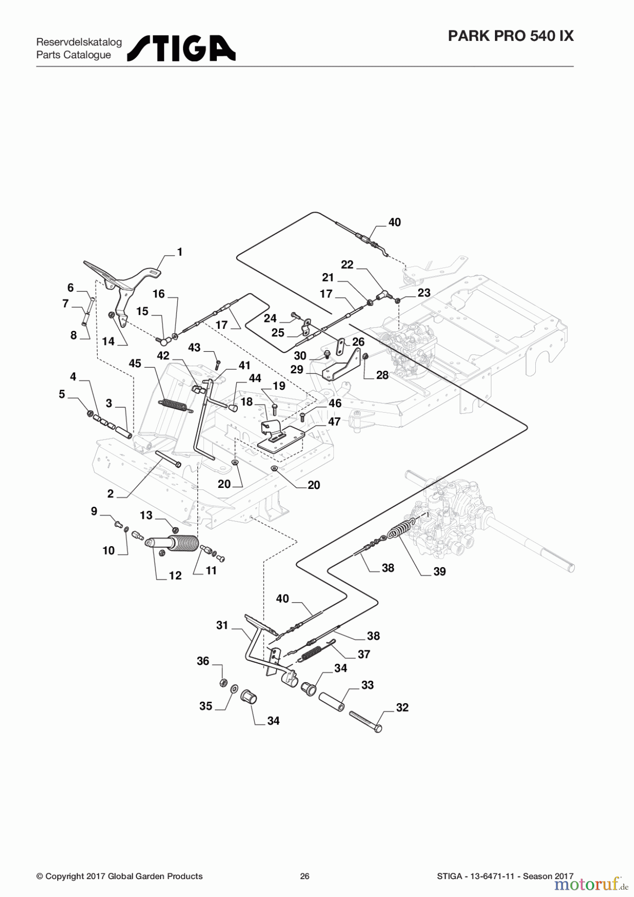 Stiga Frontmäher Baujahr 2017 Park Pro 2017 Park Pro 540 IX 13-6471-11 - Season 2017 Foot Controls