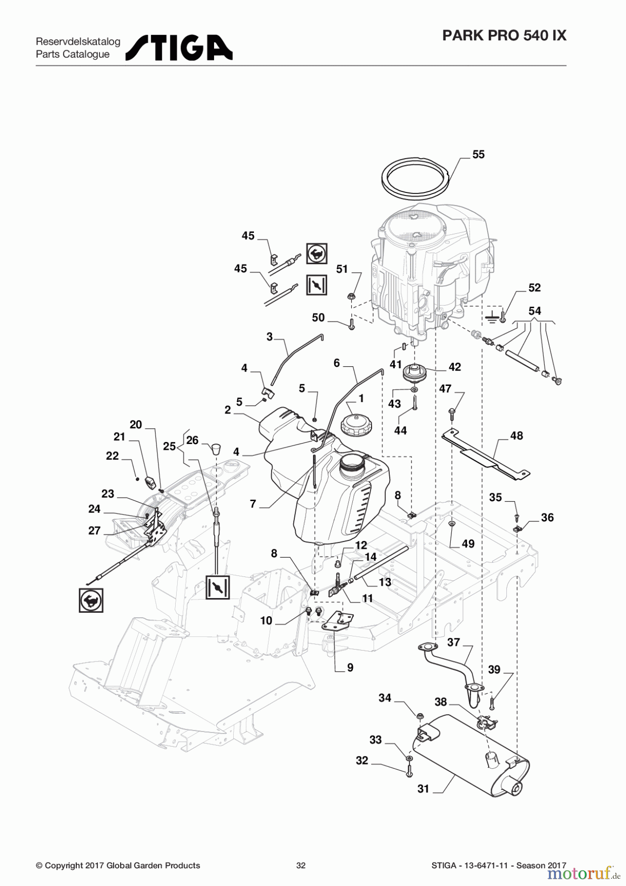 Stiga Frontmäher Baujahr 2017 Park Pro 2017 Park Pro 540 IX 13-6471-11 - Season 2017 Engine - Honda