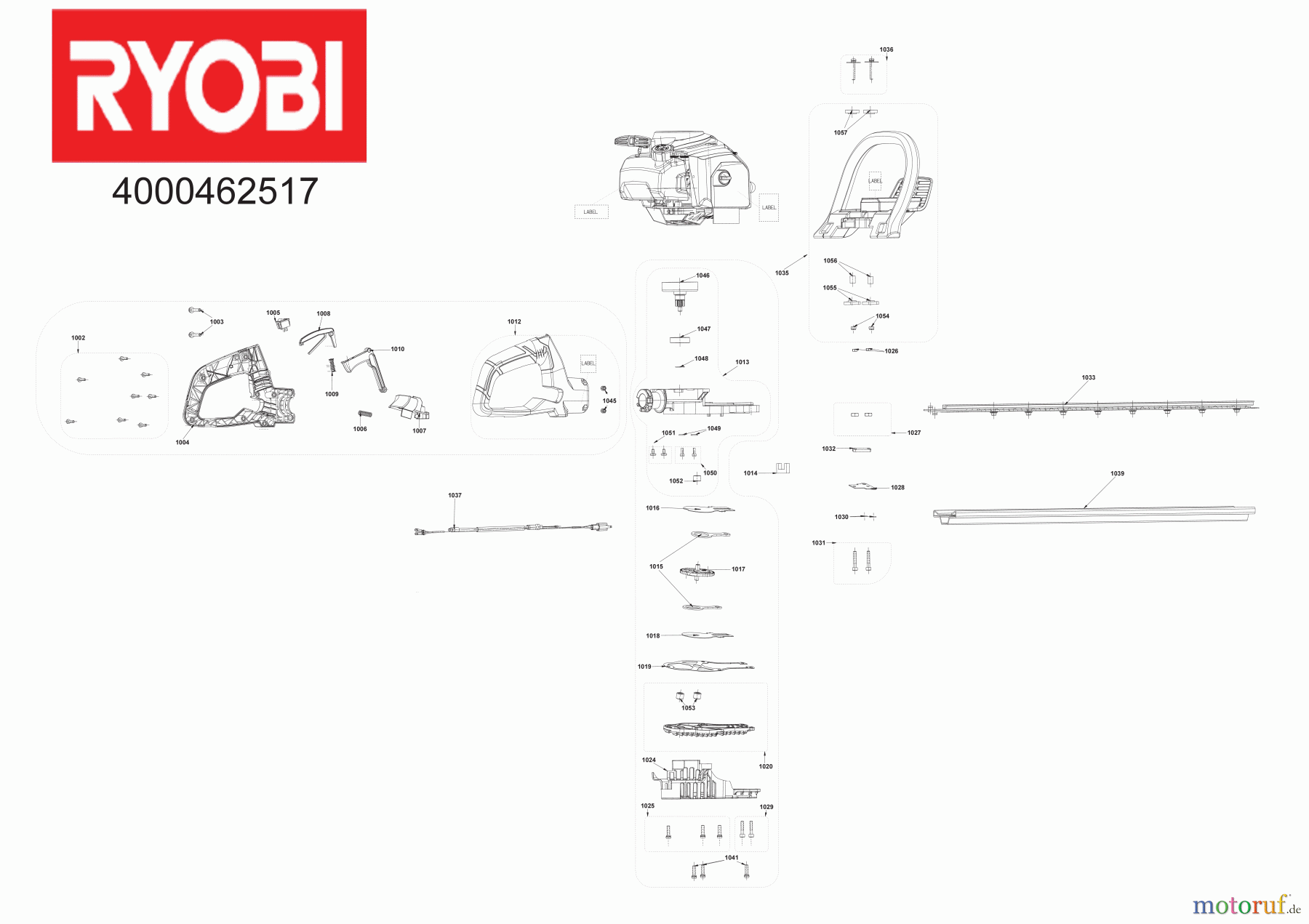 Ryobi Heckenscheren Benzin RHT25X55R 25,4 cm³ 2-Takt Benzin-Heckenschere Seite 1